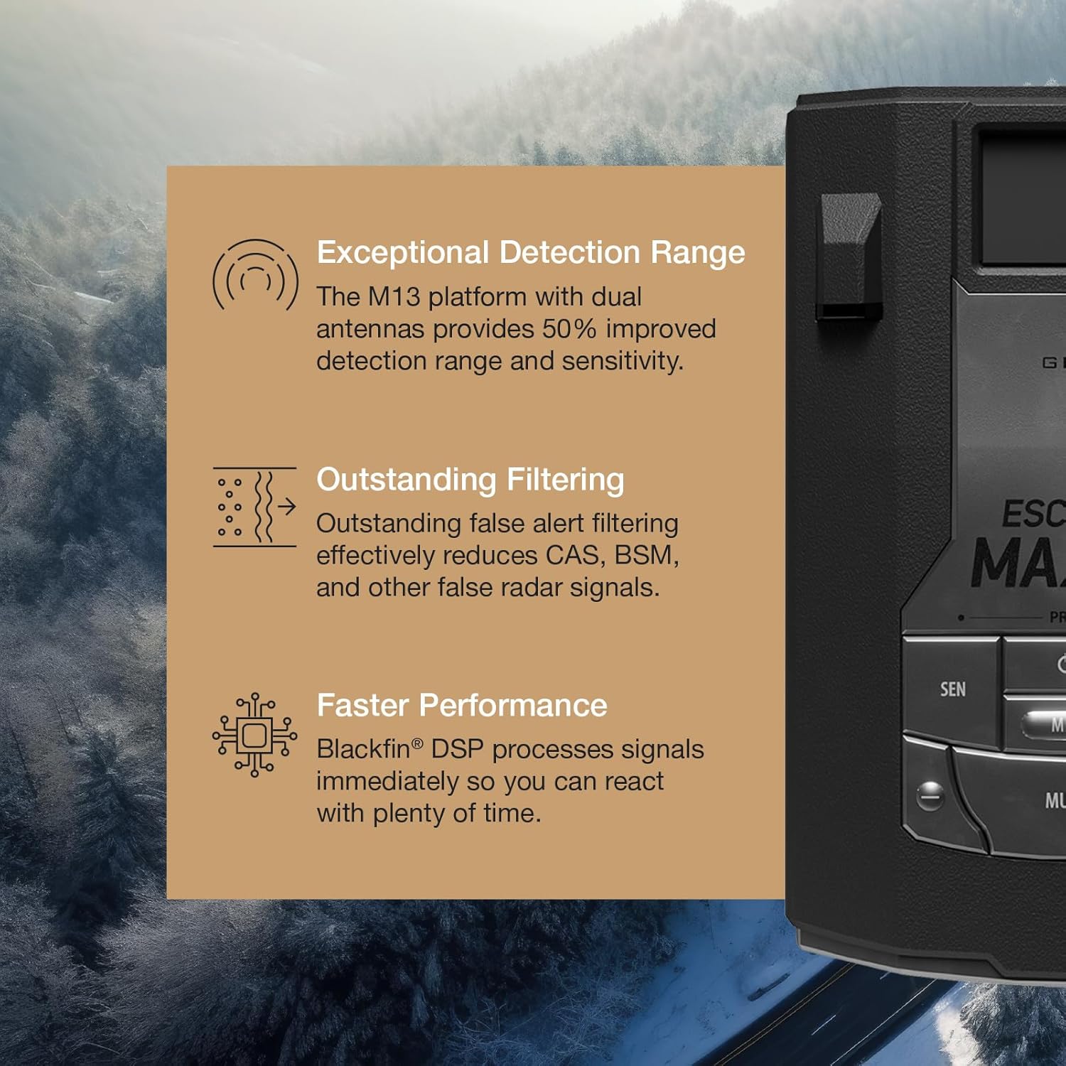 Escort MAX 360c MKII Laser Radar Detector - Dual-Band Wi-Fi and Bluetooth Enabled, 360¡ã Directional Arrows, Exceptional Range, Shared Alerts, Apple CarPlay and Android Auto Compatible, Black