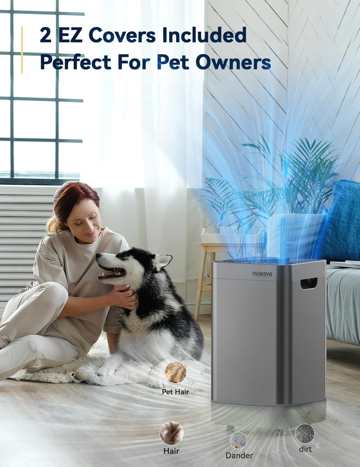 Nuwav Ai Purifie fo Extr Larg Roo 293 S Ft OxyPur Smar Ai Purifie wit Stag Filtration Extr E Cover fo Pet Ai Qualit Odo Sensors Smar WiFi Quie Slee Mod fo Bedroom