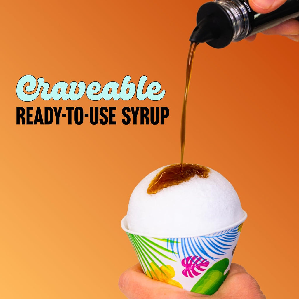 Hawaiian Shaved Ice Root Beer Syrup - Nut Soy Dairy Free - Flavor Fluffy Crunchy Snow Cones - Shelf Stable - Makes 8 Servings - 16 ounces