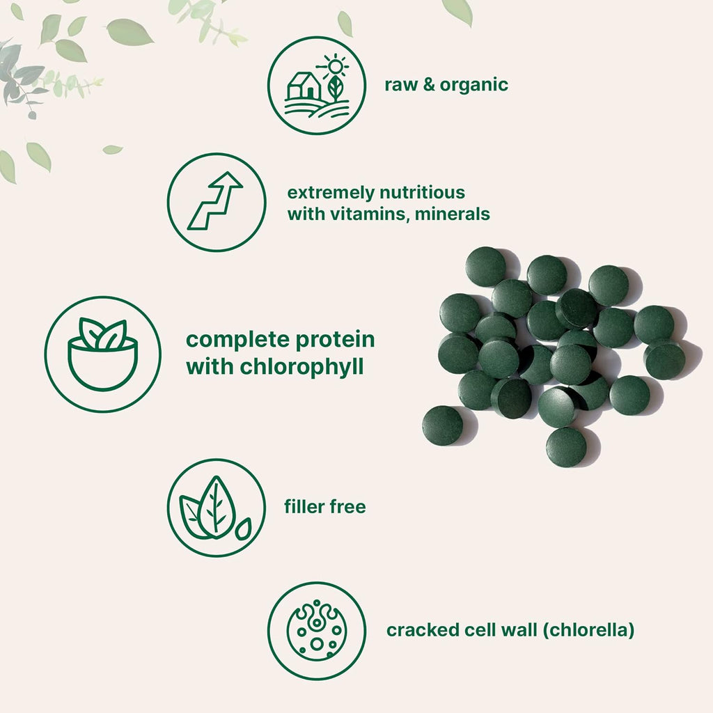 Micr Ingredient Organi Spirulin Chlorell Tablets 72 Tablet ( Mont Supply 50/5 Blen Superfoo Cracke Cel Wal fo Bette Absorptio Ric i Vega Protei Chlorophyll