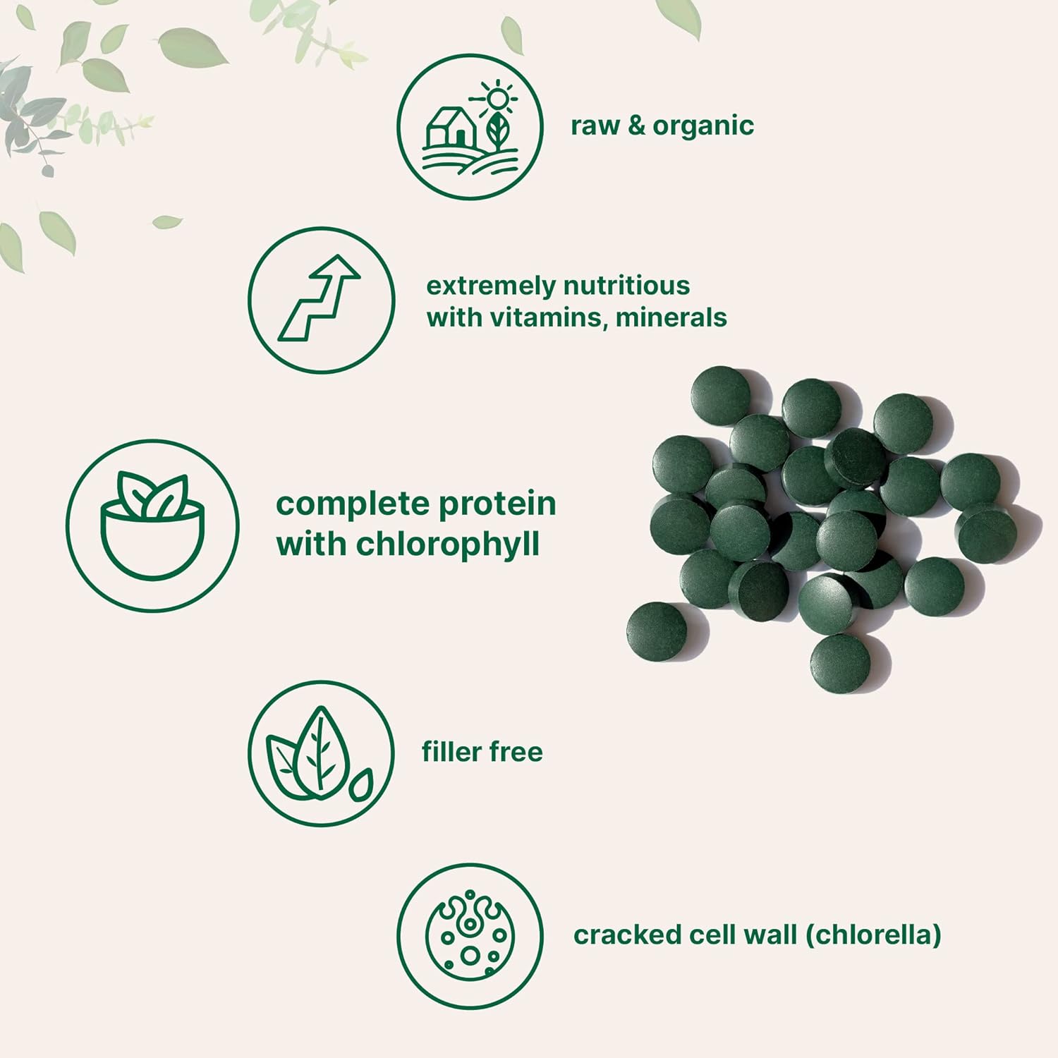 Micr Ingredient Organi Spirulin Chlorell Tablets 72 Tablet ( Mont Supply 50/5 Blen Superfoo Cracke Cel Wal fo Bette Absorptio Ric i Vega Protei Chlorophyll