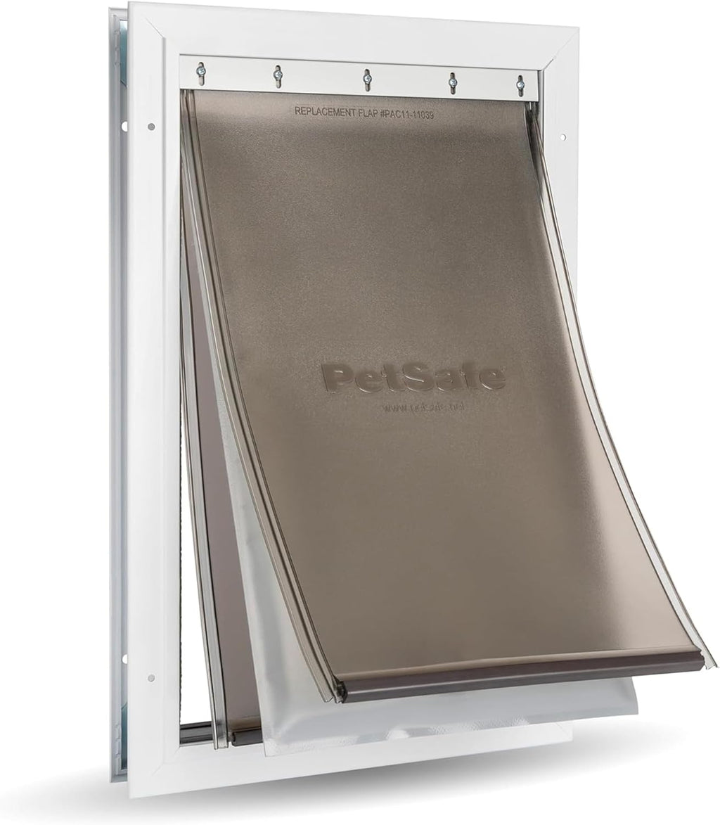 PetSafe Extreme Weather Aluminum Pet Door - Energy-Saving Thermal Barrier Pet Flap with Slide-in Door Locking Secure Flap Cover - for Dogs Up to 100 Lb - Large