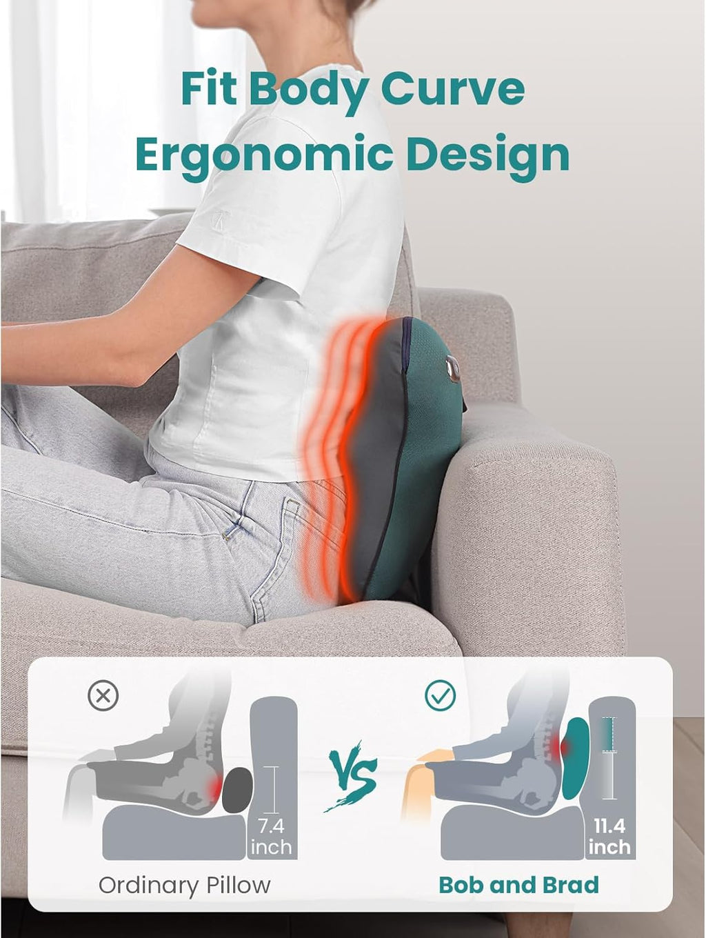 BOB AND BRAD Back Massager with Heat FSA Eligible/HSA Eligible, EZBack Corded Neck Massager for Pain Relief Deep Tissue, Shiatsu Back and Neck Massage Pillow, Full Body Use, Christmas Gifts for Women