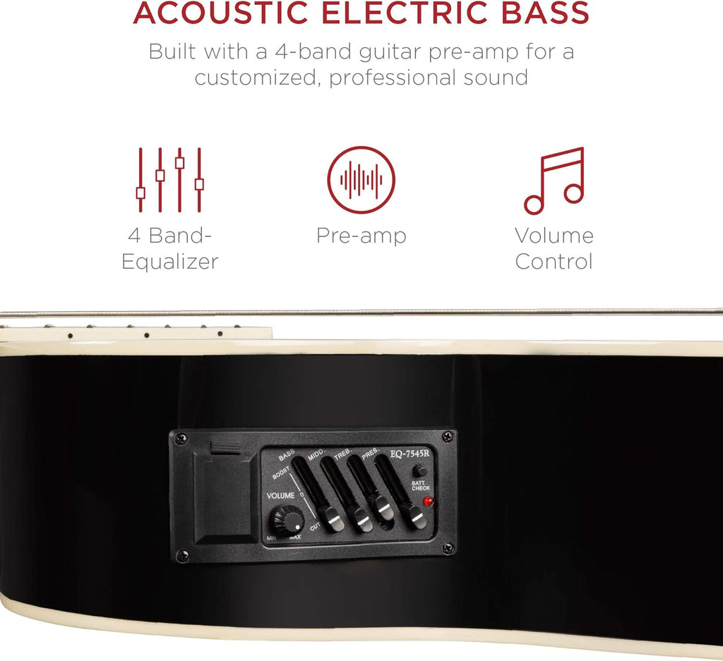 Best Choice Products Acoustic Electric Bass Guitar, Full Size 4 String, Fretted Bass Guitar w/Padded Gig Bag - Black