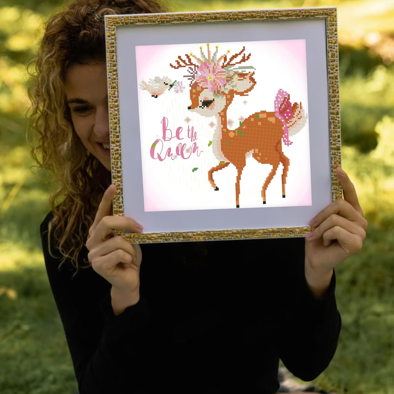 DIAMON DOT B Th Quee Dee Diamon Paintin Kit fo Adult Diamon Ar Kit Relaxin Creativ Craf Ki wit Dot Gem 13.8inchx13.8inch