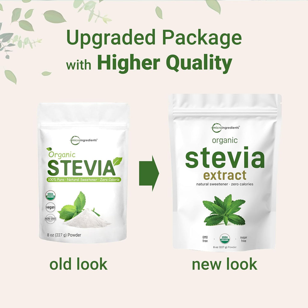 Pur Organi Stevi Powder Ounces 141 Serving Hig Grad Stevi Gree Lea Extrac Reb-A Reduce Bitte Aftertaste Calorie Natura Sweetener Suga Alternative Ket Friendly