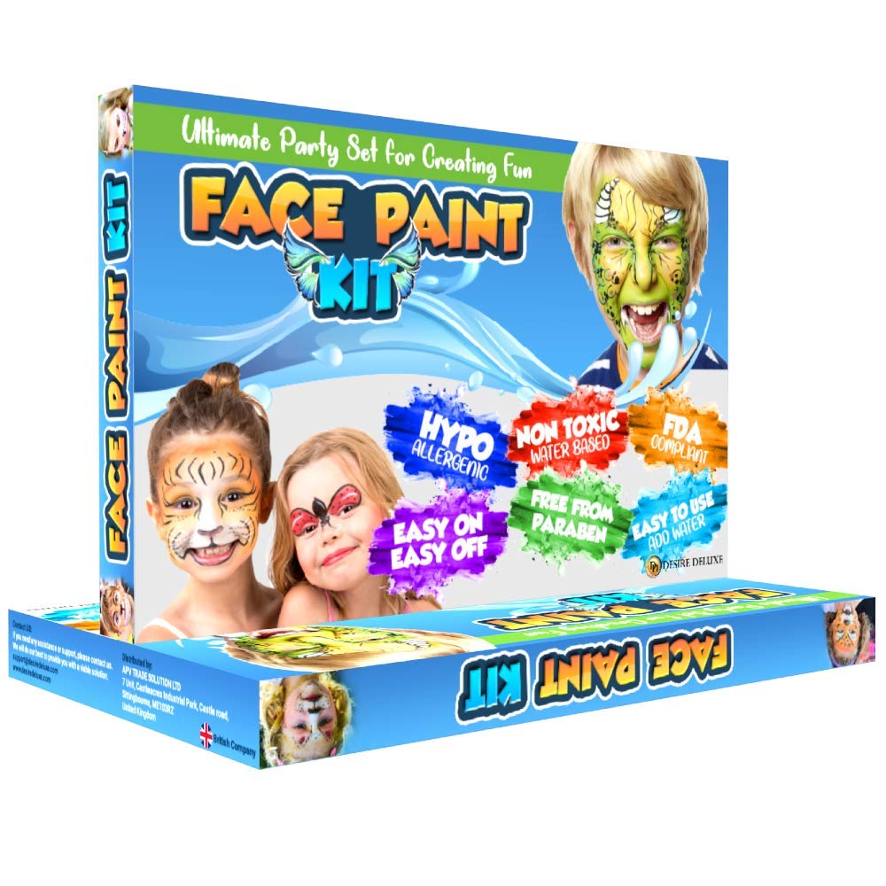 Desir Delux Fac Paintin Ki fo Kid 1 Color o Non-Toxic Eas t Us an Hypoallergeni Makeu Fac Pain Professiona Hallowee Makeu Kit Birthda Activitie fo Kid Party