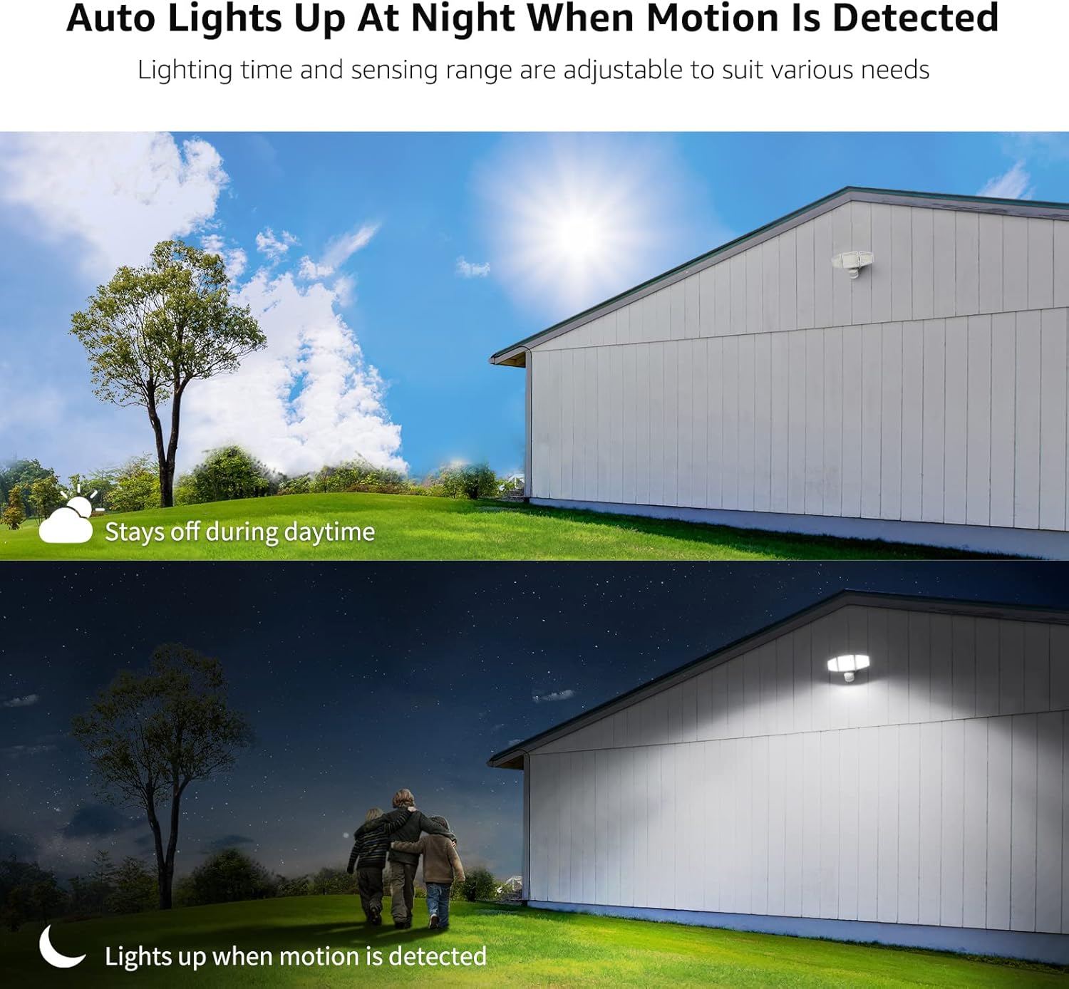 Lepro LED Security Lights, Outdoor Motion Sensor Light, Flood Lights with 3 Adjustable Heads, 270¡ã Wide Lighting Angle, 27W 3200LM Super Bright, IP65 Waterproof for Yard Porch Garage, White