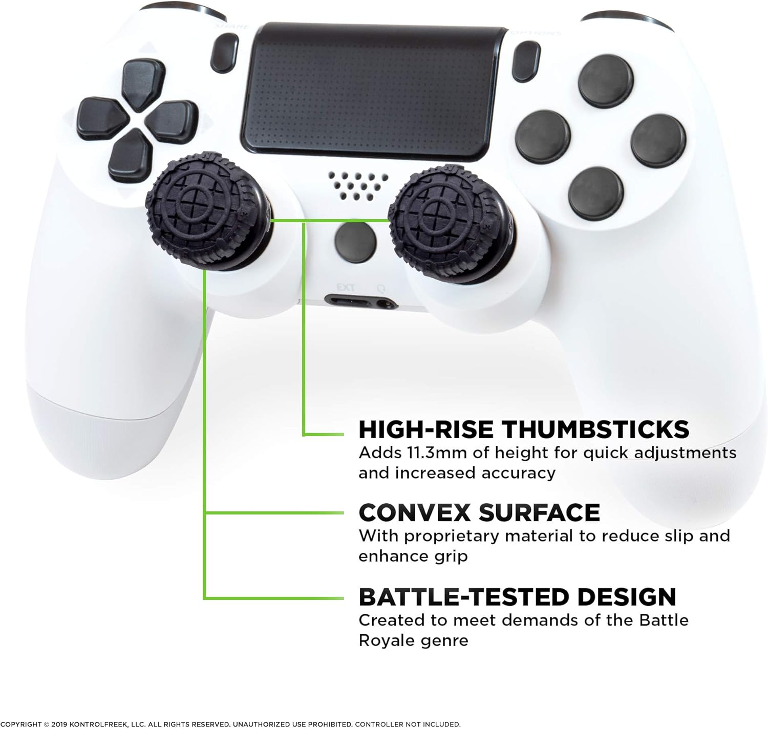KontrolFreek FPS Freek Battle Royale Nightfall for PlayStation 4 (PS4) and PlayStation 5 (PS5) | Performance Thumbsticks | 2 High-Rise Convex Black
