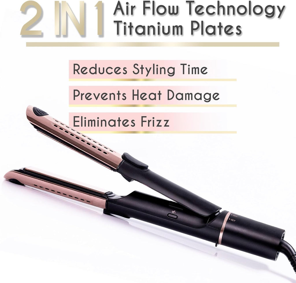 ELL BELLA Hai Straightene an Ai Curle i  Titaniu Fla Iro Curlin Iro i On Coolin Ai Vent t Effortlessl Loc i Styl Multipl Looks Professiona Salo Results