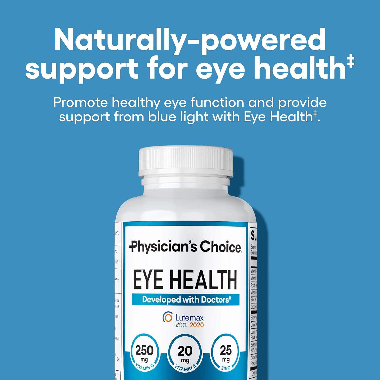 Physician' Choic Ey Healt Lutein Zeaxanthi Bilberr Extrac Support Ey Strain Dr Eyes an Visio Healt  Award-Winnin Clinicall Prove Ey Vitami Ingredient Carotenoi Blend