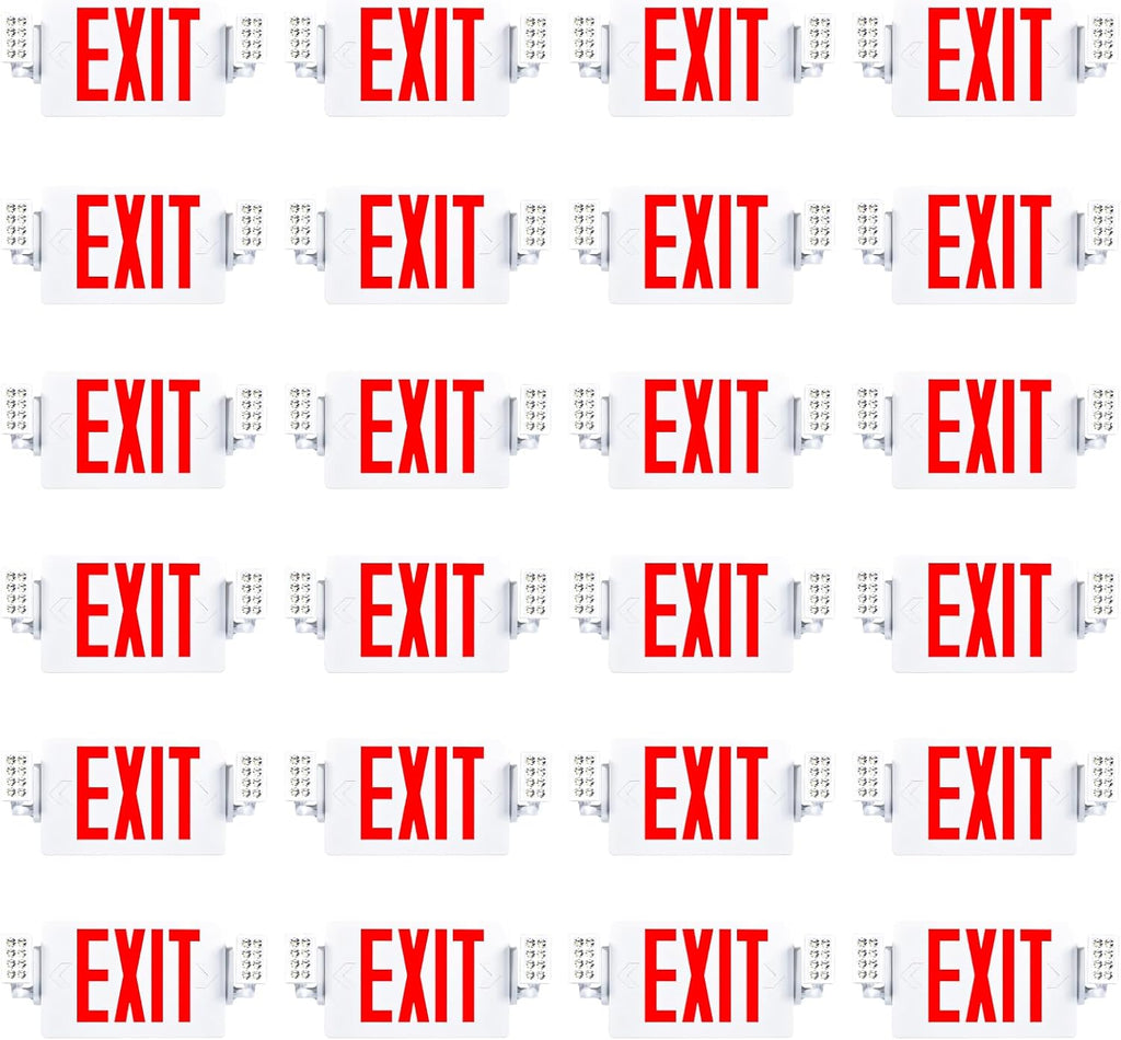 Sunc 2 Pac Re Exi Sign Wit Emergenc Lights Tw Adjustabl LE Lights 94V- Fir Resistant Backu Battery 120-277V Wal O Ceilin Mount Commercia Grad UL