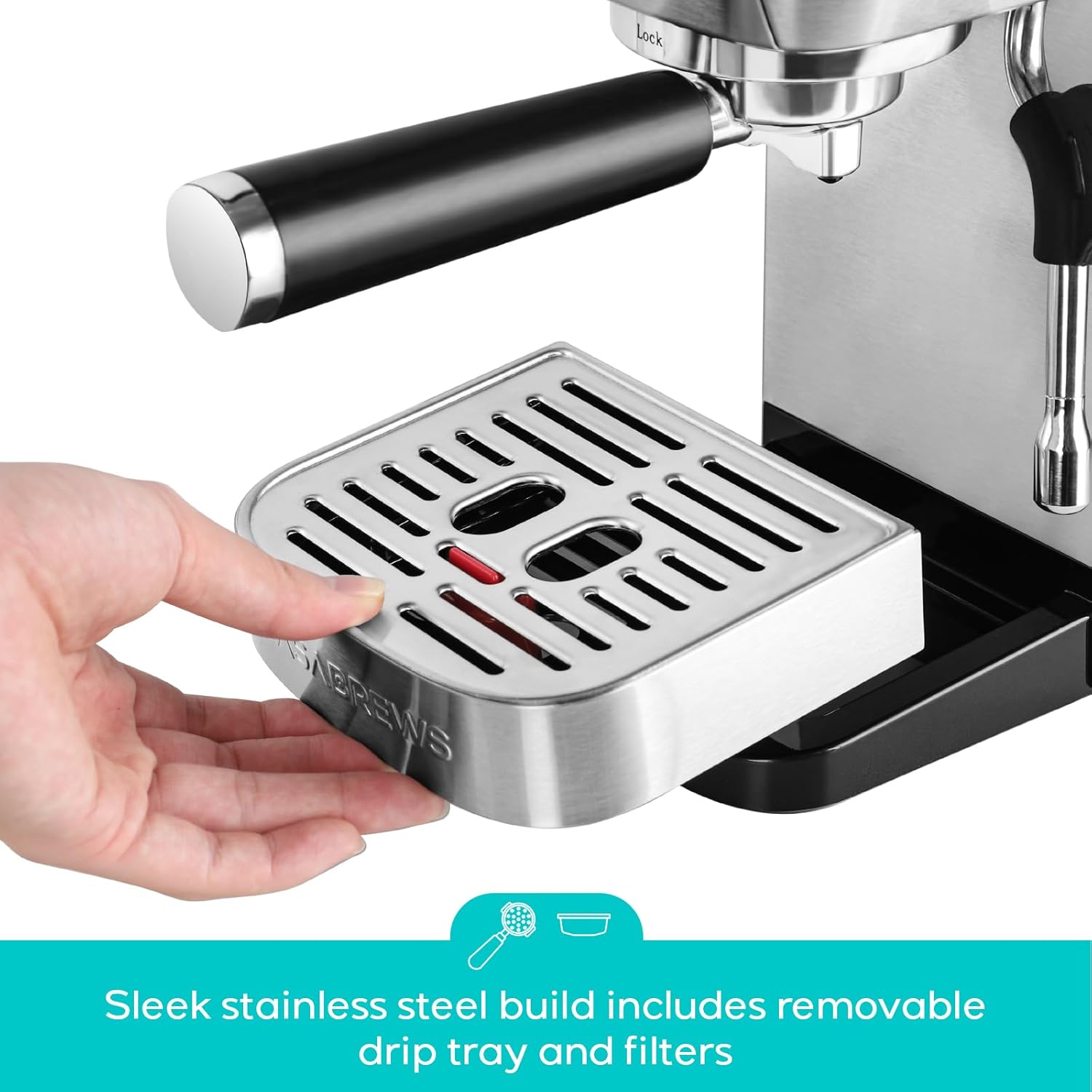3700 Essential Espresso Machine 20 Bar, Stainless Steel Cappuccino Latte Machine with Steam Frother for Home, 43.9oz Water Tank, Coffee Gift for Women Men, Silver