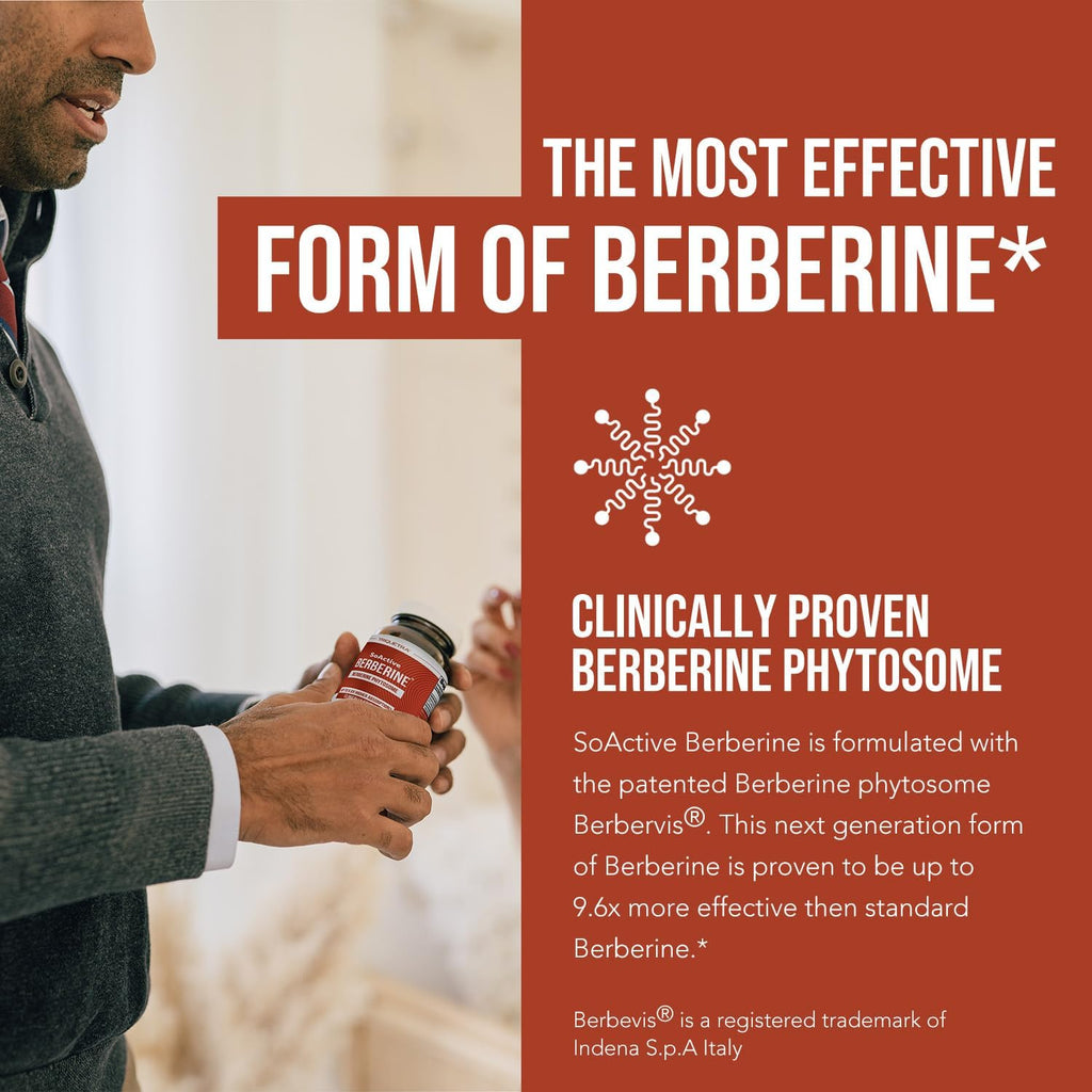 SoActiv Berberin 550mg 9.6 Highe Absorption Clinicall Studied Optimize Phytosom Support Metabolis AMP Activatio Non-GMO Soy-Fre Clinicall Validate Dos 6 Servings