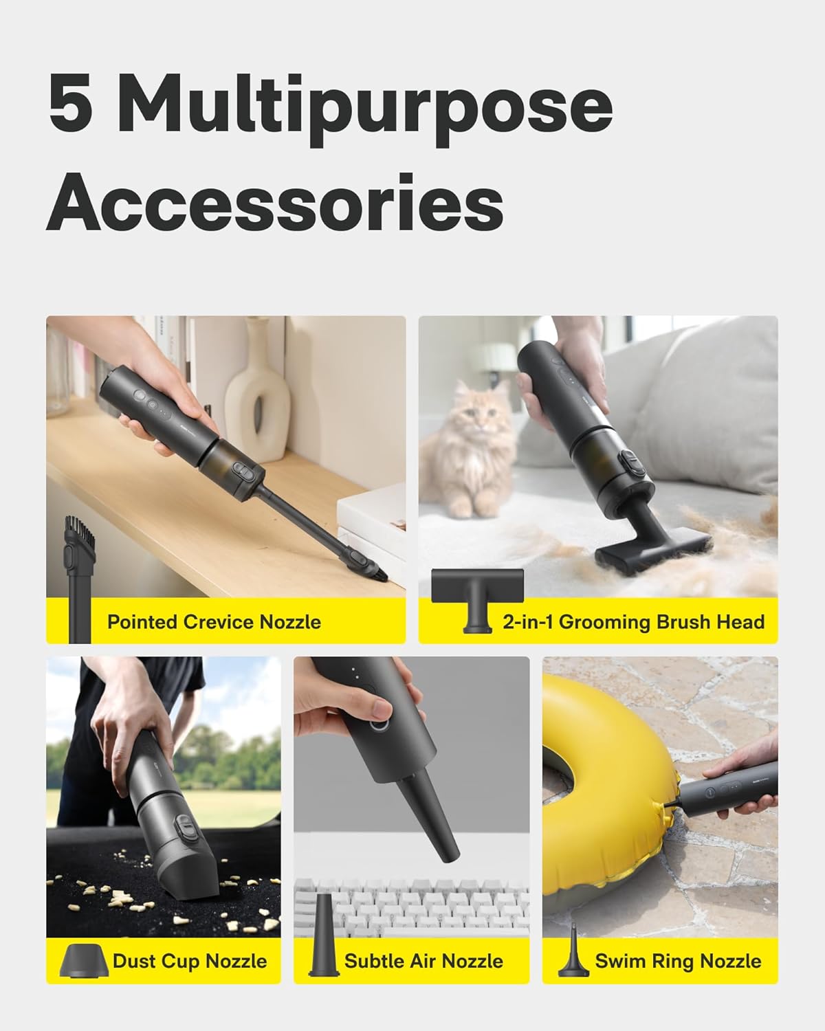HOT Handhel Ca Vacuu Cleane Cordless 4-in- Portabl Min Vacuu wit 20000P Stron Suction Electri Compresse Ai Duste Blowe fo Car Desk Computer Keyboard Home Offic Cleaning