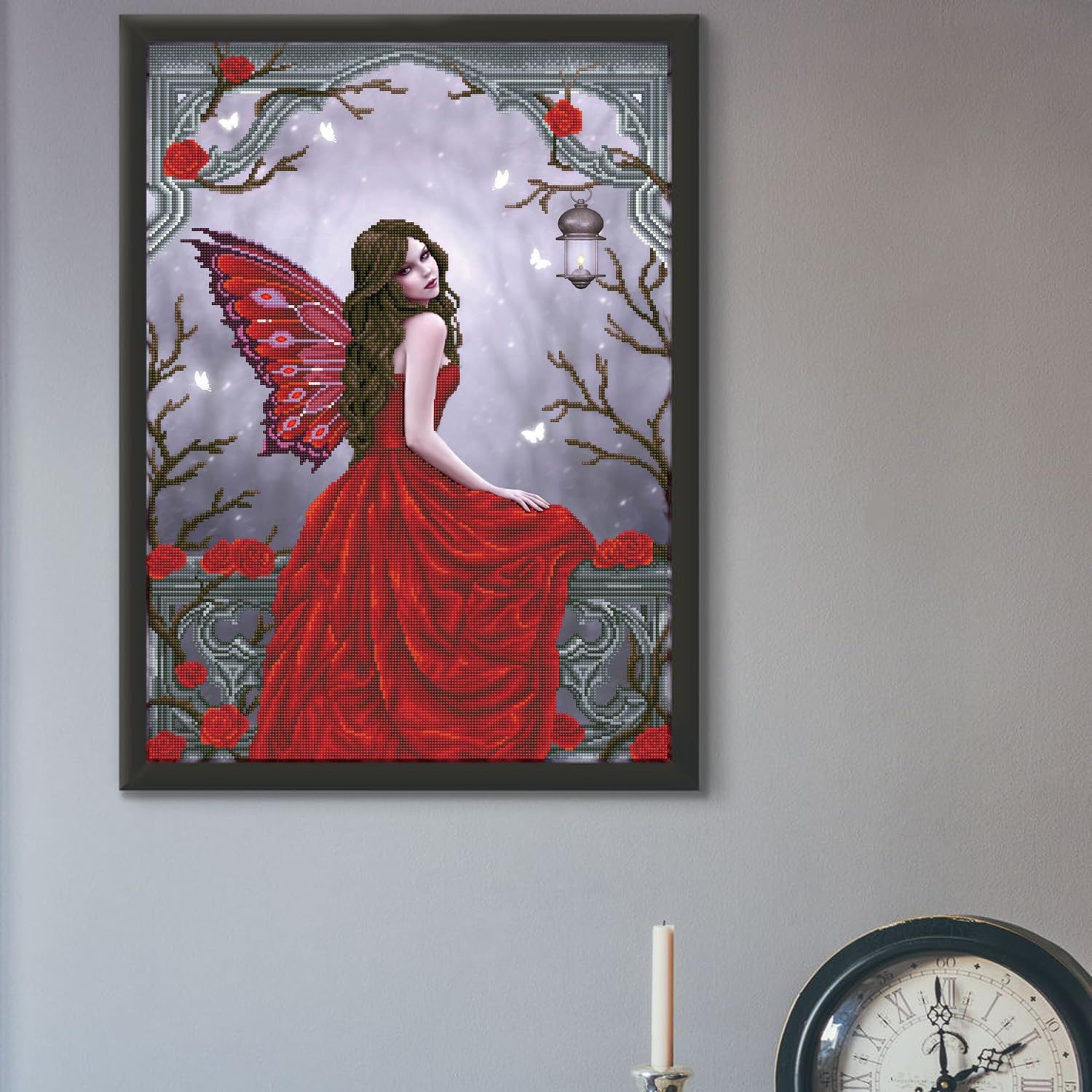 DIAMON DOT Winte Ros Fair Ar Kit Diamon Paintin fo Adults 20.5''x26.8''