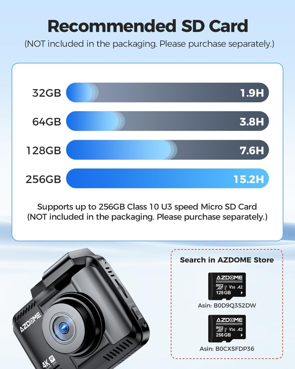 AZDOME GS63H 4K Dash Cam Built-in WiFi 6 GPS Car Dashboard Camera Recorder with STARVIS Night Vision, UHD 2160P, 150¡ã Wide Angle, WDR, G-Sensor, Loop Recording, 24H Parking Mode