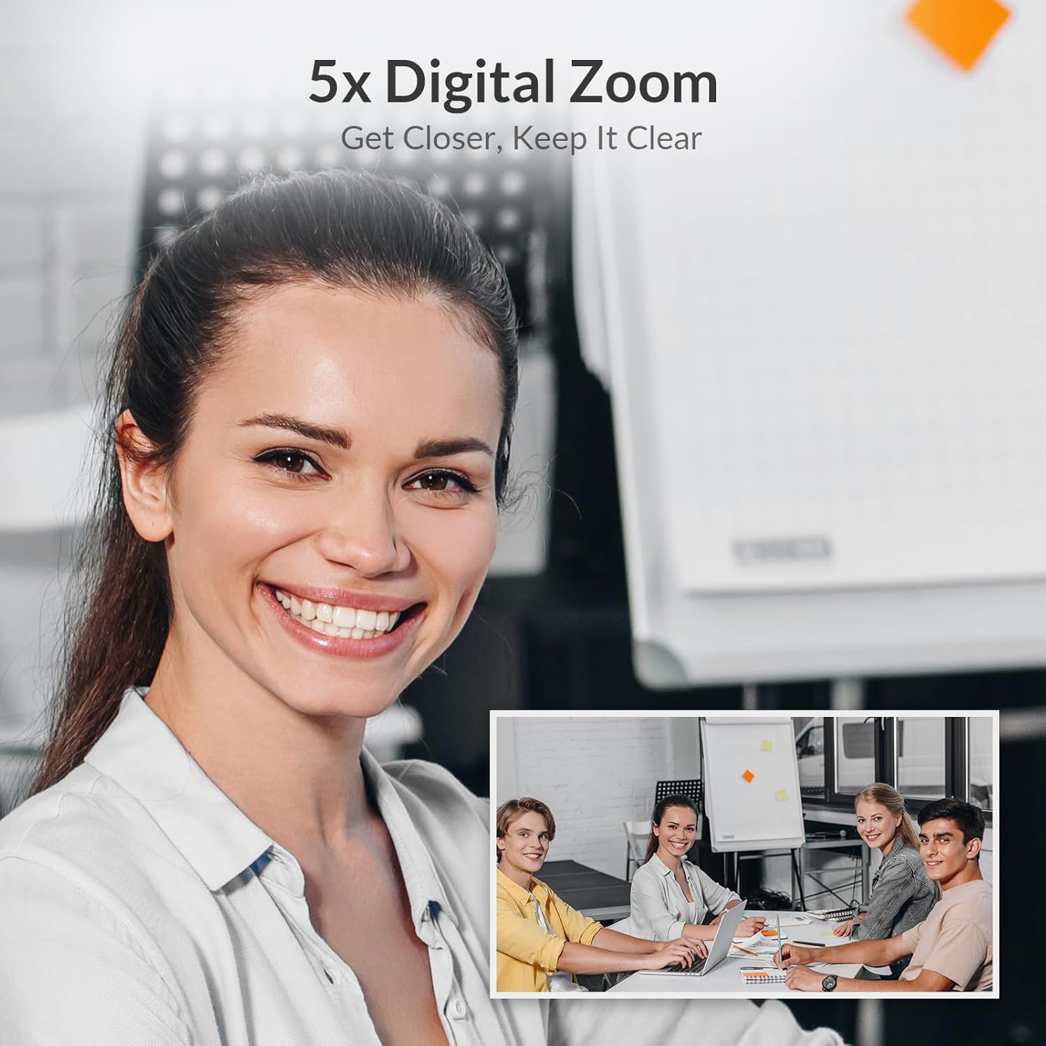 AV Access 4K Conference Room Camera, 1/1.8' Sensor, Individuals Gallery, 120¡ã FOV, 5X Digital Zoom, Auto Framing, Presenter Tracking, Dual Mics, ePTZ, Privacy Cover, Work with Teams, Zoom, Meet