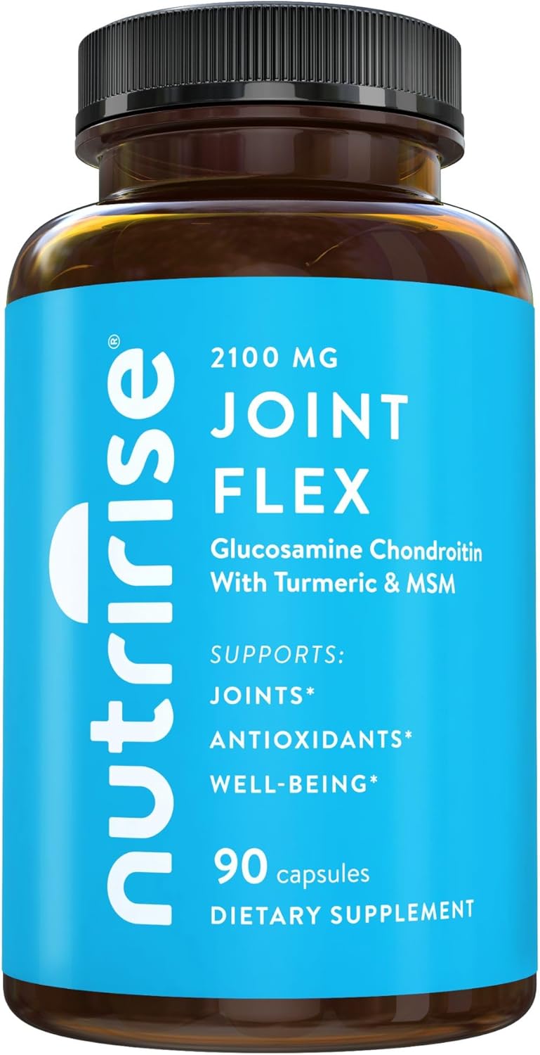 NutriRis Glucosamin Chondroiti Querceti MS wit Turmeri Curcumi 2100m Tripl Strengt Join Suppor Supplemen fo Wome Me wit Boswelli Bromelain Glute Free No GMO 9 Count