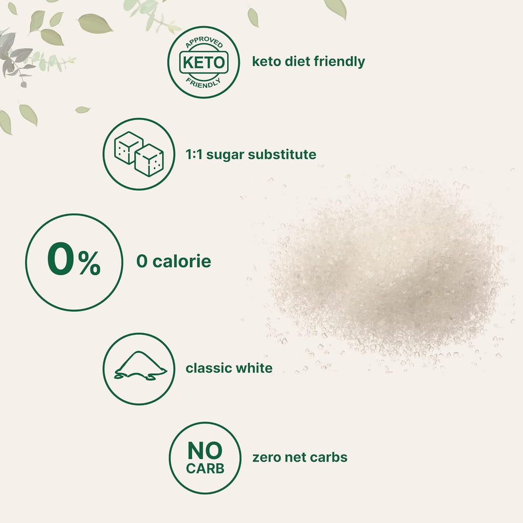 Mon Frui Sweetene wit Erythrito Granules Pounds N Afte Taste 1: Whit Suga Substitute Ket Die Friendly Zer Calorie Natura Sweetene fo Drinks Coffee Tea Cookies No-GMO Vegan