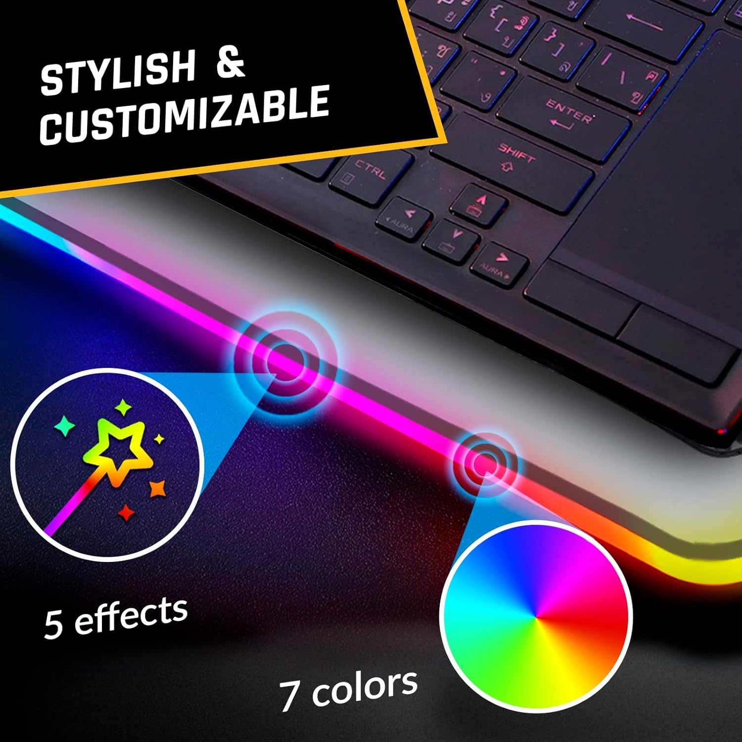 KLIM Ultimate + RGB Laptop Cooling Pad with LED Rim + New + Gaming Laptop Cooler + USB Powered Fan + Very Stable and Silent Laptop Stand + Compatible up to 17inch + PC Mac PS5 PS4 Xbox One - White