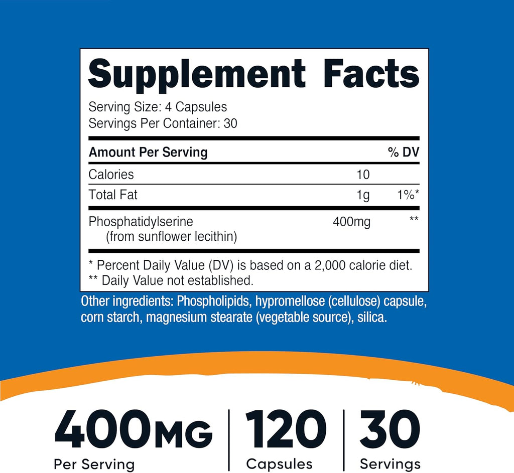 Nutricos Phosphatidylserin 400mg 12 Capsule So Free 3 Servings Vegetaria Friendly Non-GMO Glute Free
