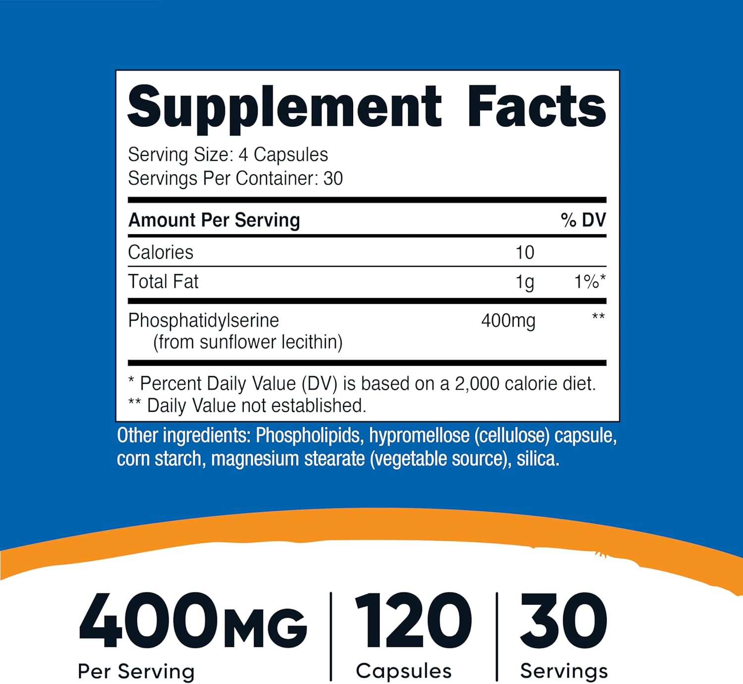 Nutricos Phosphatidylserin 400mg 12 Capsule So Free 3 Servings Vegetaria Friendly Non-GMO Glute Free