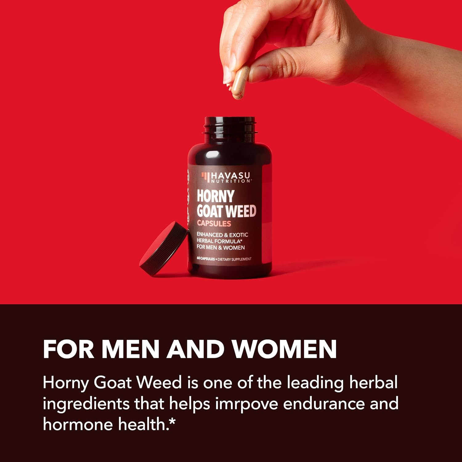 Unisex Horny Goat Weed Capsules for Men Women - Extra Strength Performance Energy Support with Tongkat Ali, Muira Puama, and Saw Palmetto - 10 Count - Herbal Supplement for Increased Endurance