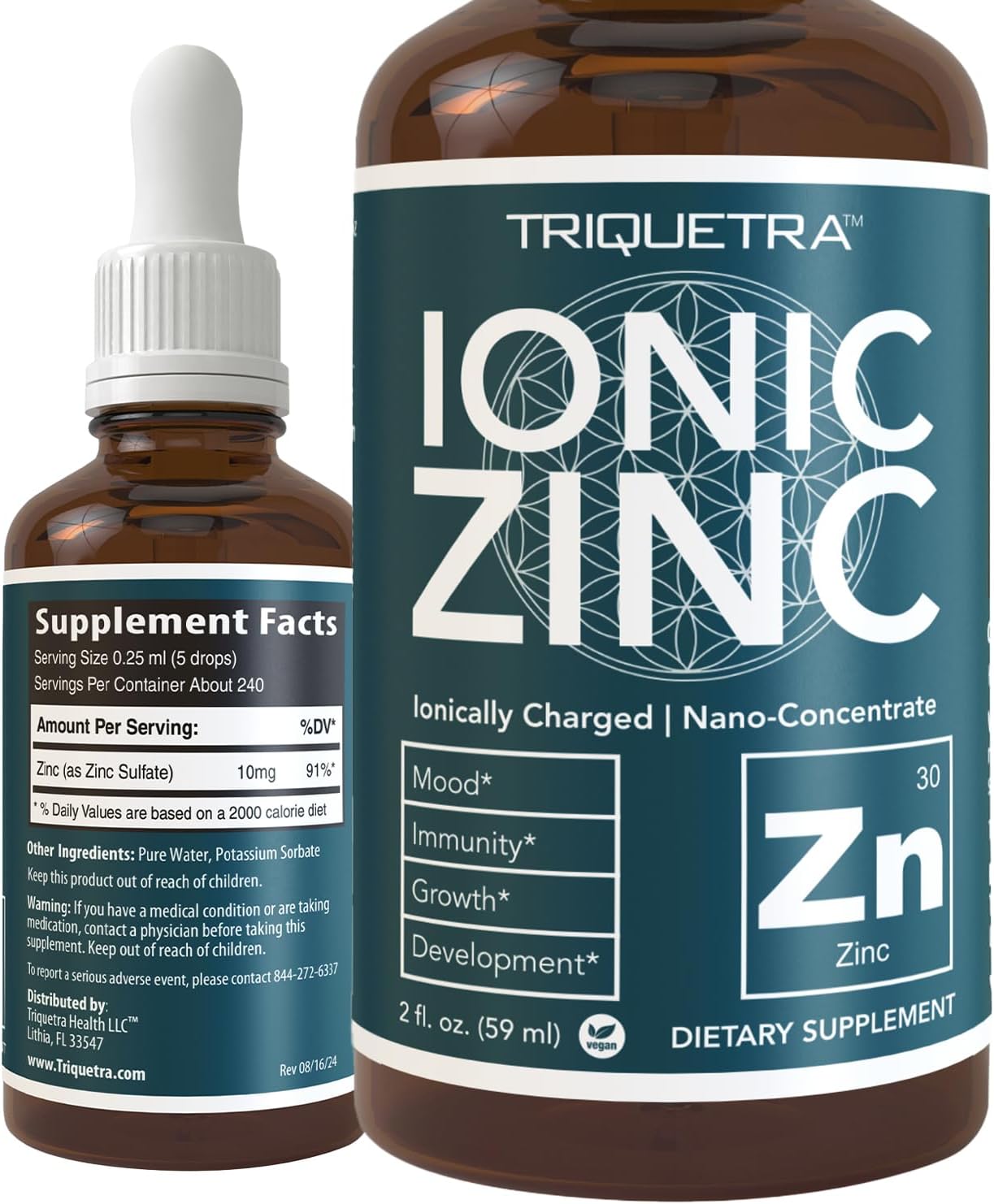 Ioni Liqui Zin  Mont Supply Adjustabl Dosin fo Adult Hig Absorption Vegan Glas Bottl Support Immun System Brai Thyroi Healt Essentia Minera Supplemen ( oz)