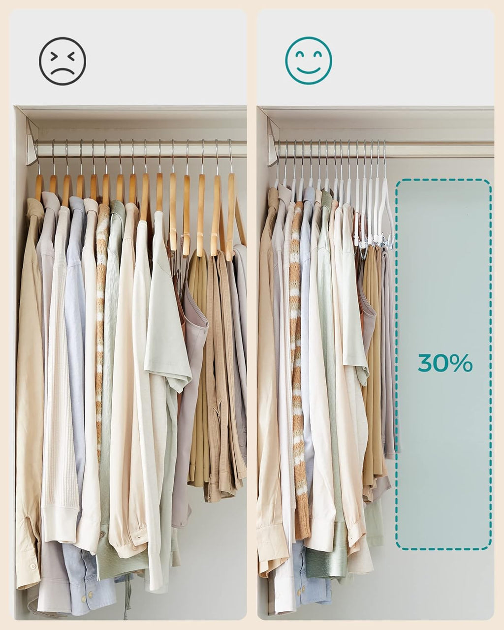 30-Pack Pants Hangers, 16.7-Inch Long Velvet Hanger with Adjustable Clips, Heavy-Duty, Non-Slip Skirt Hangers, Space-Saving for Pants, Skirts, Coats, Dresses, White UCRF012W02