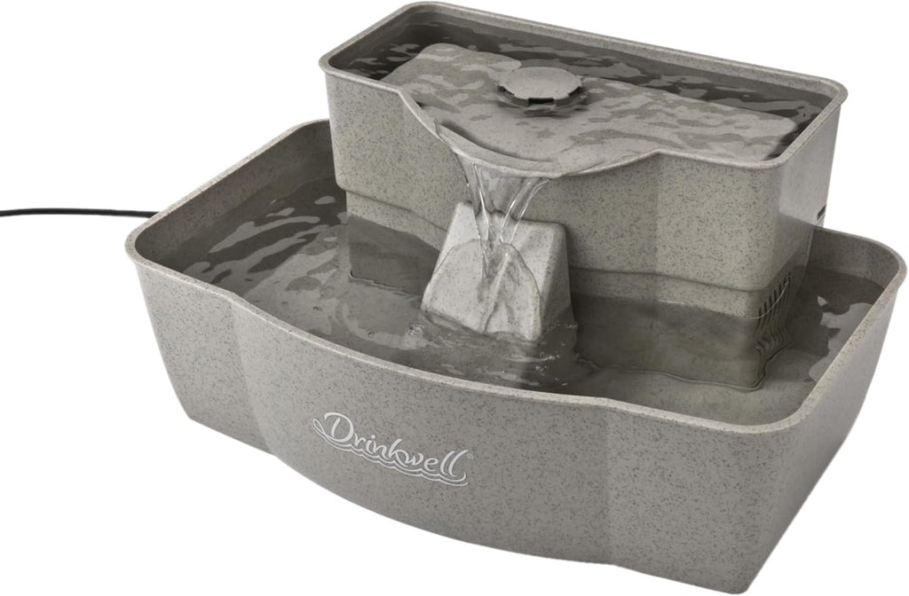 PetSaf Drinkwel Multi-Tie Pe Fountai Encourage Hydratio fo Cat Dog Large-Capacit Watere Doubl Tie Filtere Fountai wit Carbo Filte 10 o Wate Capacity