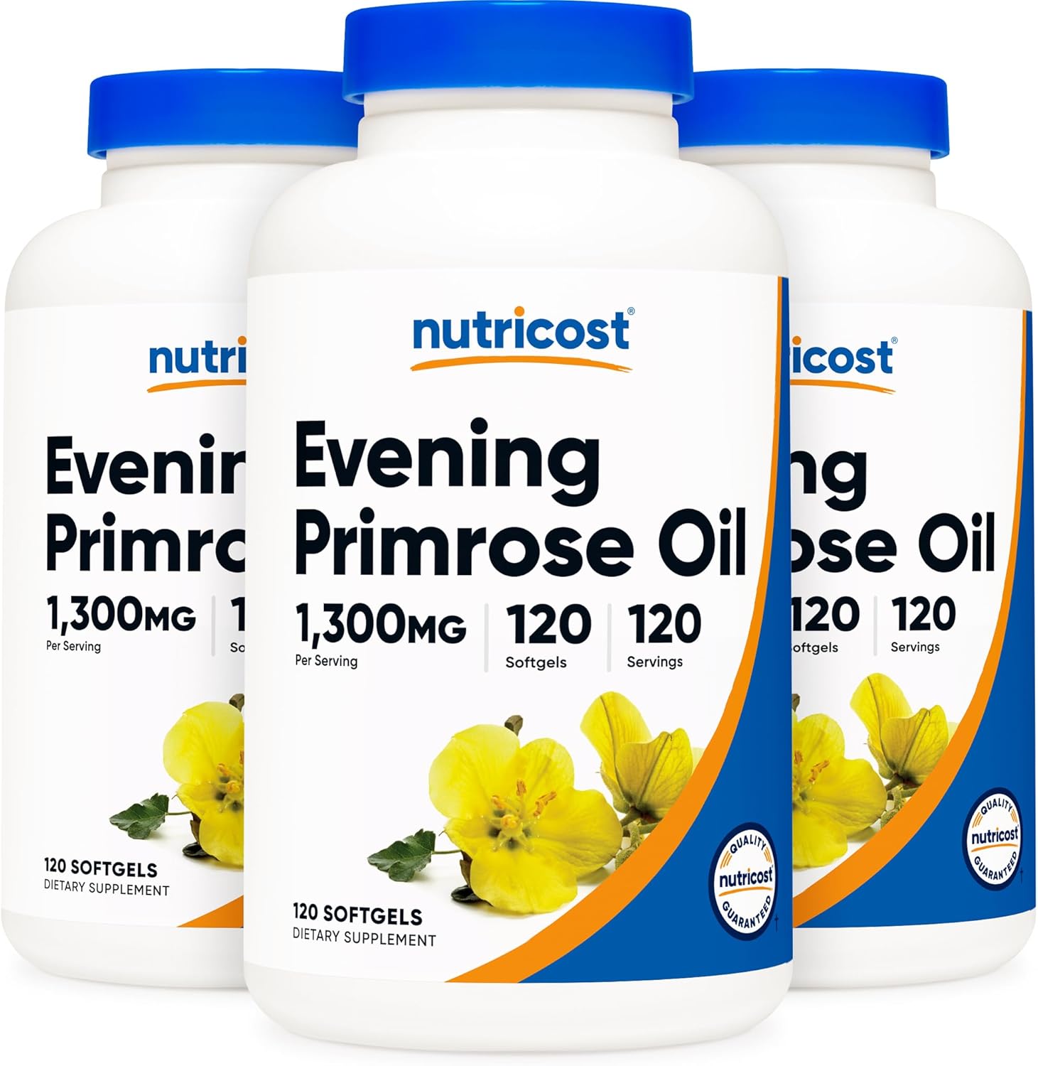 Nutricost Evening Primrose Oil 1,300mg, 120 Softgels - Cold Pressed, Non-GMO, Gluten Free, 120 Servings