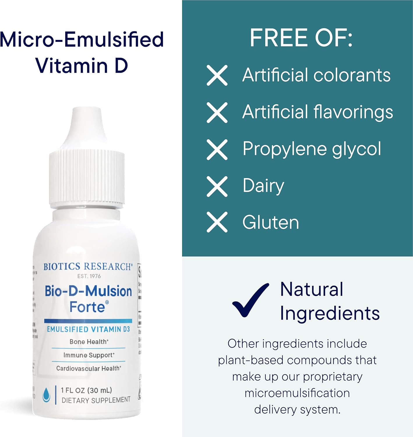 Biotic Researc Bio-D-Mulsio Fort Liqui Vitami Drop 400 I Vitami D 2000i /Dro fo Adult ¨CBes Absorption Strengthen Bones Support Cardiovascula Immun Syste - f oz