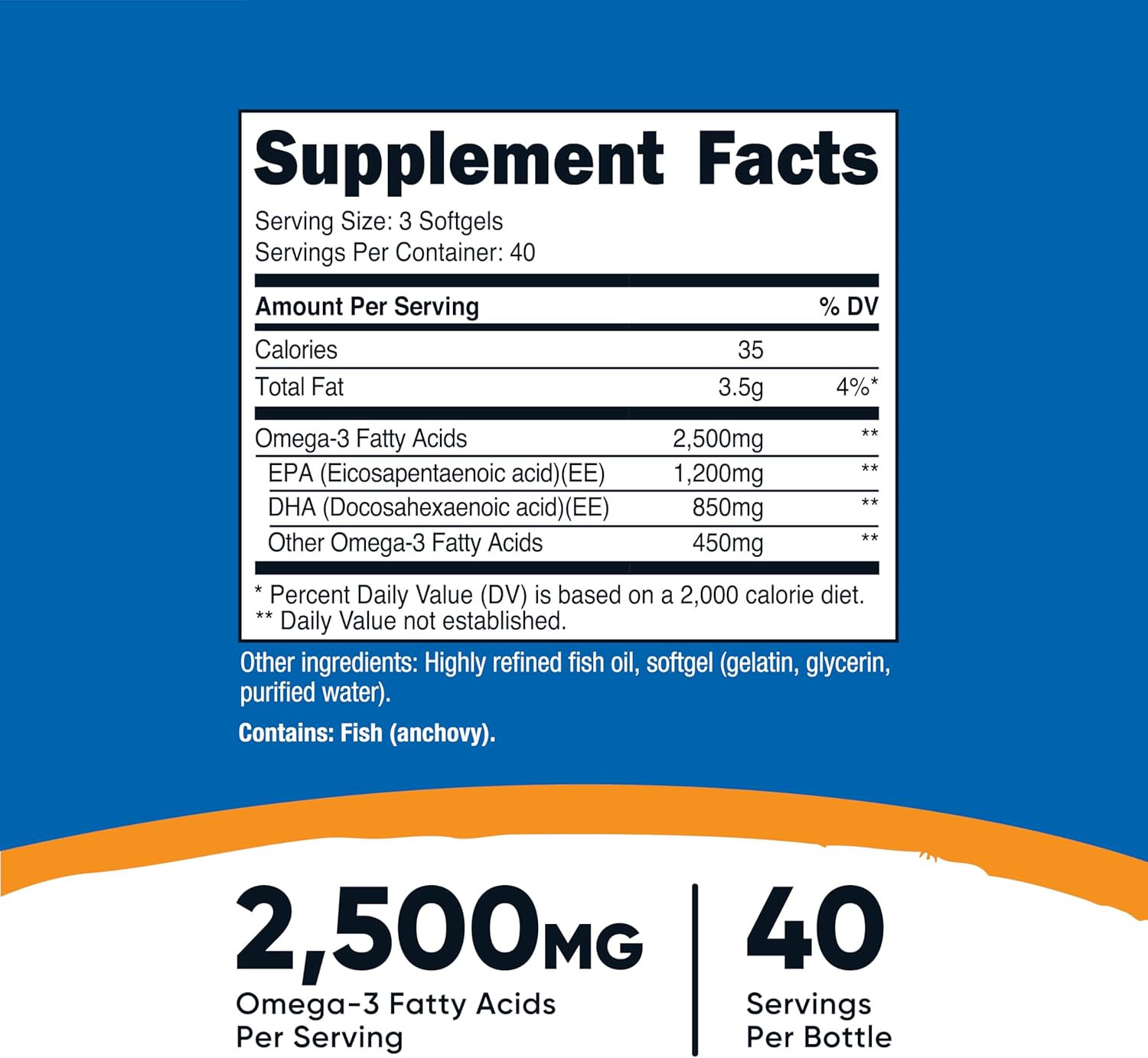 Nutricos Omeg Fis Oi 2500MG 12 Softgel (4 Serv Fis Oil Wil Caught 1200m EP 850m DH Non-GMO Glute Free