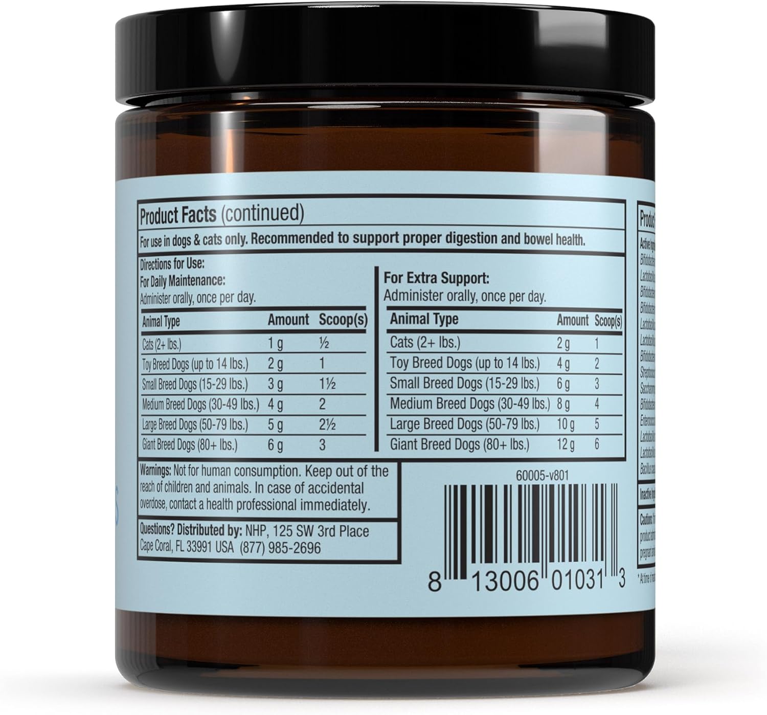 Bar Whisker Complet Probiotics fo Dog an Cats 3.1 o (9 g) Support Immun Function Digestiv Support Veterinaria Formulated No GMO Dr Mercola