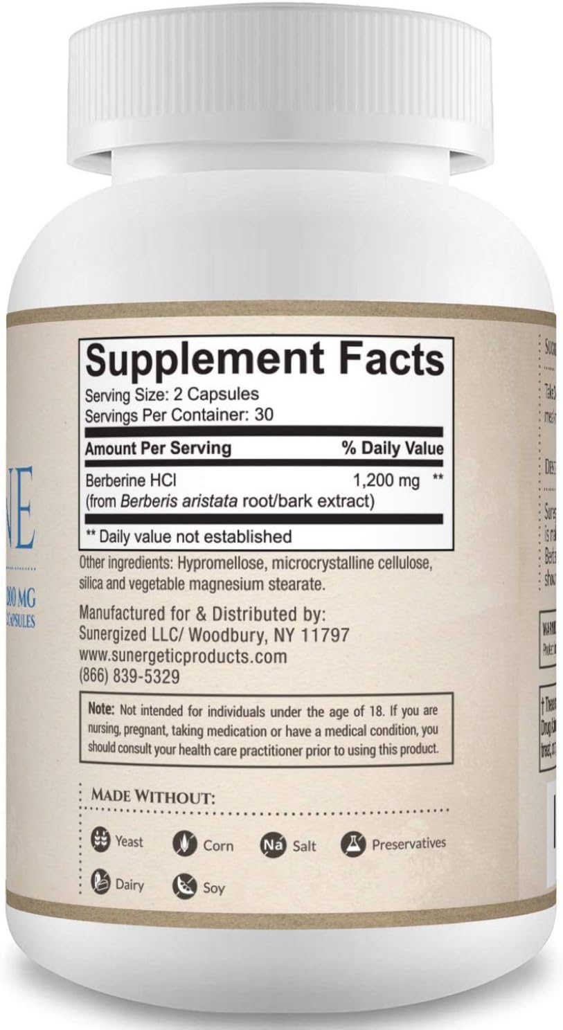 Sunergeti Premiu Berberin Supplemen 1200m Pe Servin Berberin HC Supplemen Non-GM Immun Support 6 Capsules