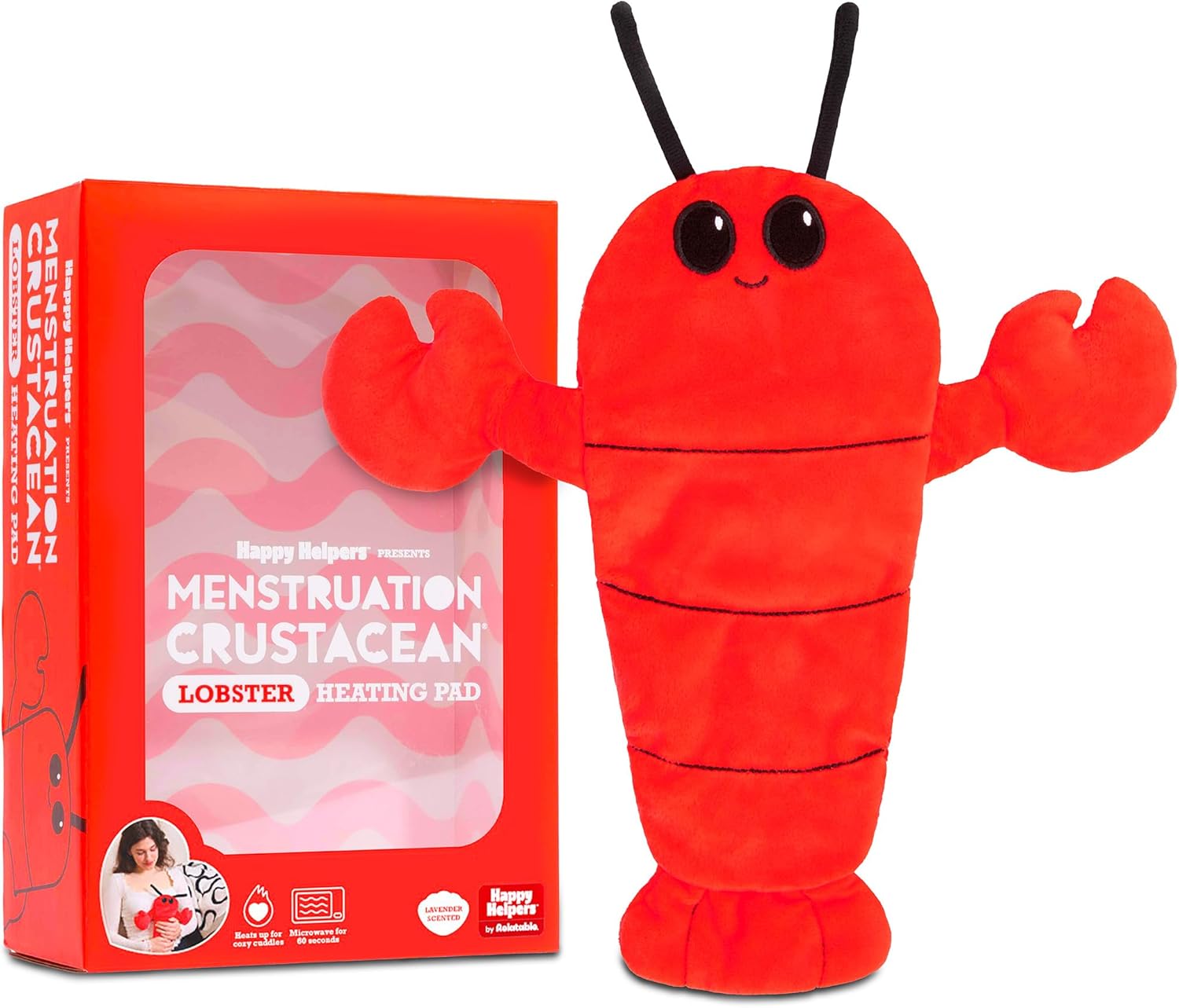 Menstruation Crustacean Lobster by Relatable, Funny Microwavable Heating Pad for Period Cramps, A Thoughtful Holiday Selft Care Gift or Stocking Stuffer for Teens, Women, and Friends