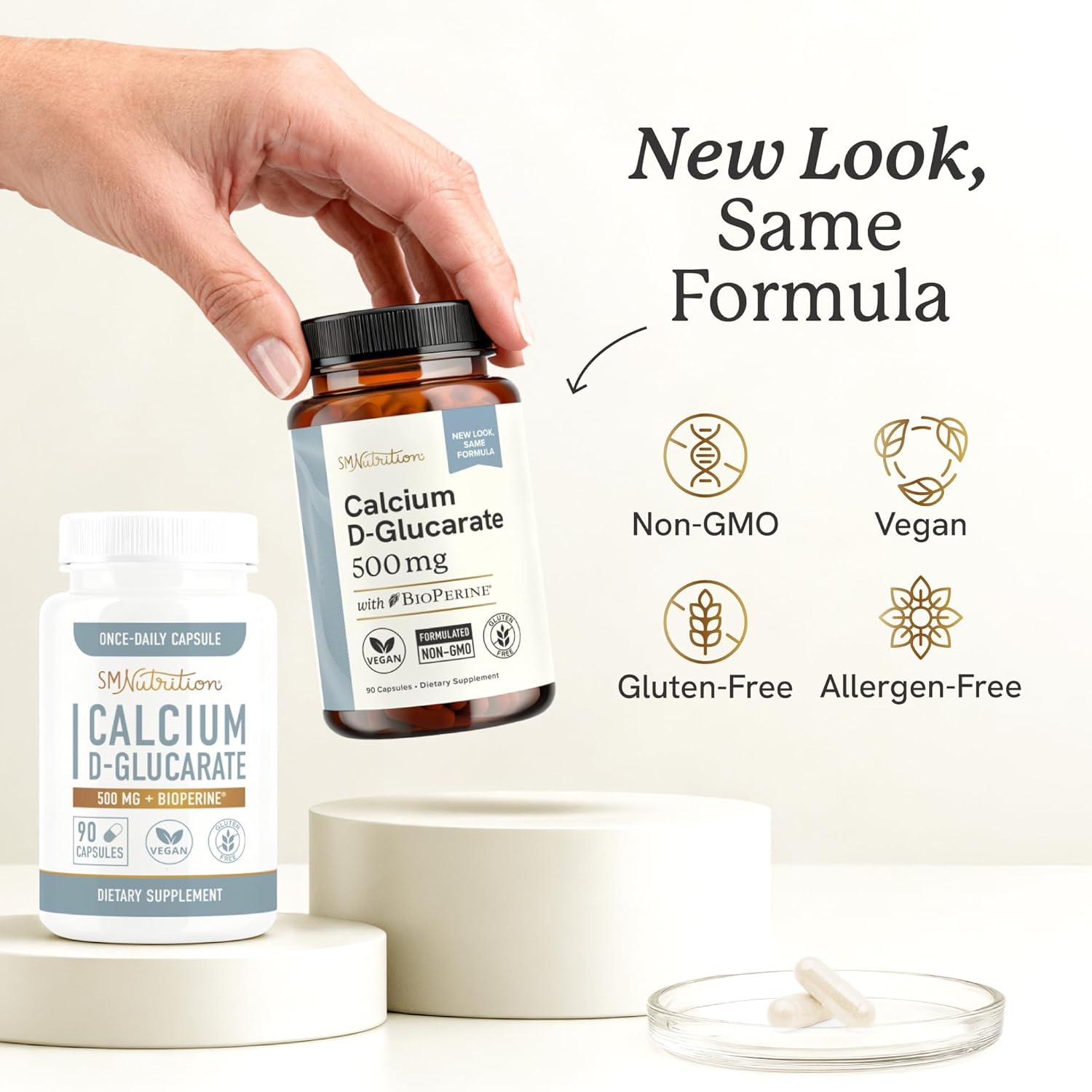 Calciu D-Glucarat 500M CD fo Live Deto an Cleanse Hormon Balance an Menopaus Suppor Calciu Supplemen Vegan Non-GMO Third-Part Teste 9 Capsule (3-Mont Supply)