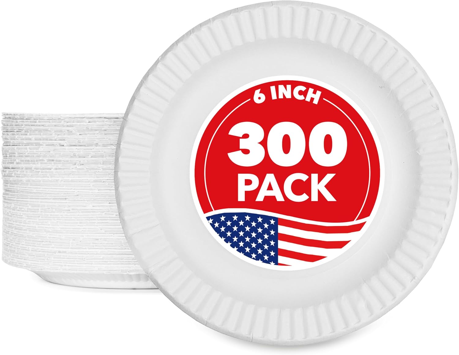 Stock Your Home 6-Inch Paper Plates Uncoated, Everyday Disposable Dessert Plates 6inch Paper Plate Bulk, White, 300 Count