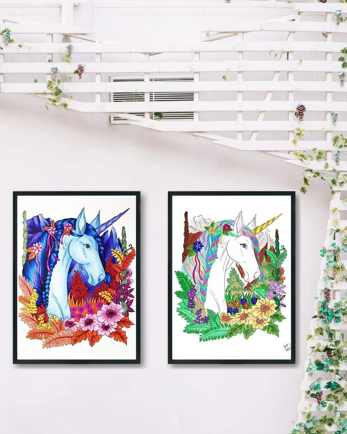 ColorI Colorfu Unicorn Adul Colorin Boo 5 Single-Side Pages Thic Smoot Paper La Fla Hardbac Covers Spira Bound US Printed Han Draw Unicor Colorin Pages