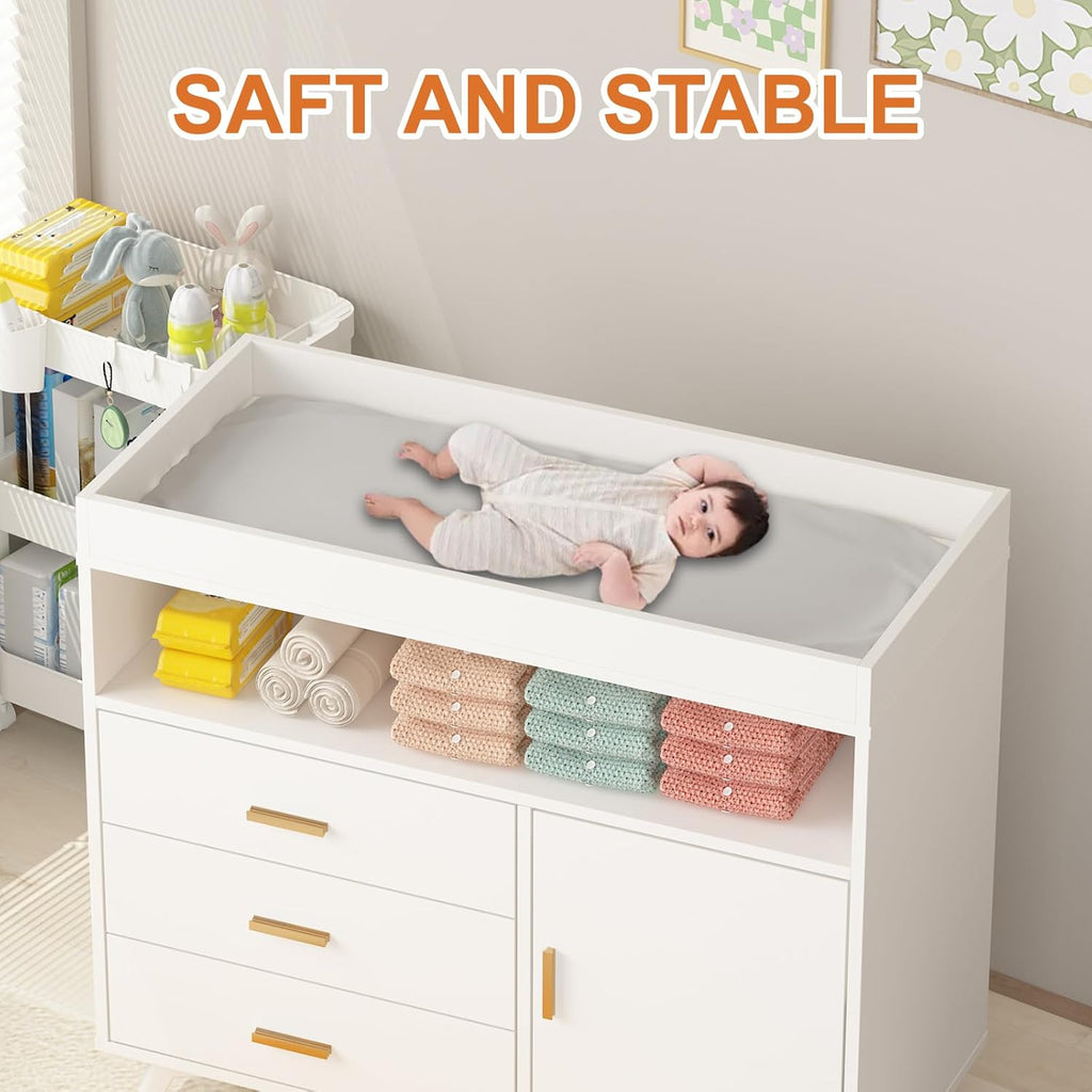 GarveeLif Bab Changin Tabl Dresse fo Infants 3-Drawe Change Dresse wit Removabl Changin pad Dresse wit Changin Tabl Top Dresse fo Nursery Woo Diape Changin Station