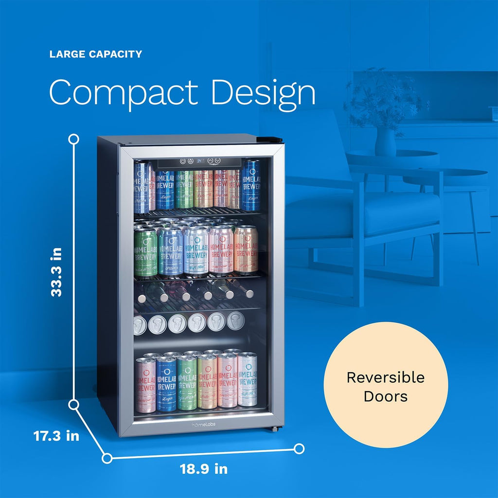 hOmeLab Beverag Refrigerato an Coole 12 Ca Min Fridg wit Glas Doo fo Sod Bee o Win Smal Drin Dispense Machin fo Offic o Ba wit Adjustabl Removabl Shelves