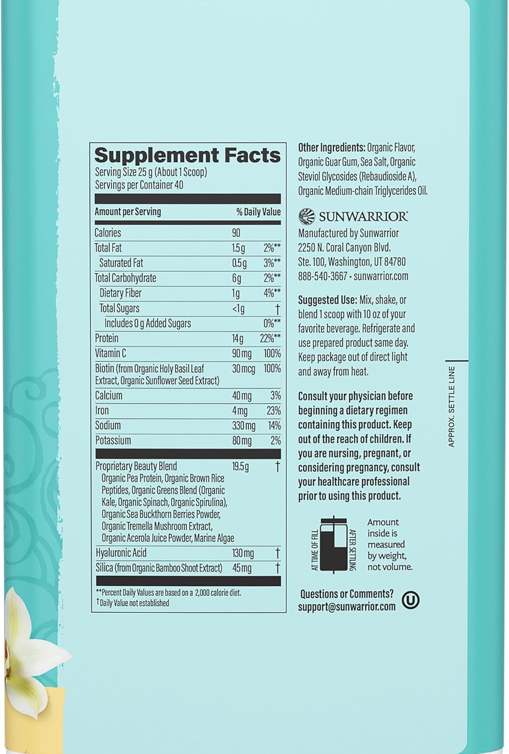 Sunwarrio Collage Peptide Buildin Powde Vega Collage fo Wome Plant-Base Protei Powde Hyaluroni Acid Biotin Silica Vitami fo Hai Ski Nail 4 Servings Vanill Flavored