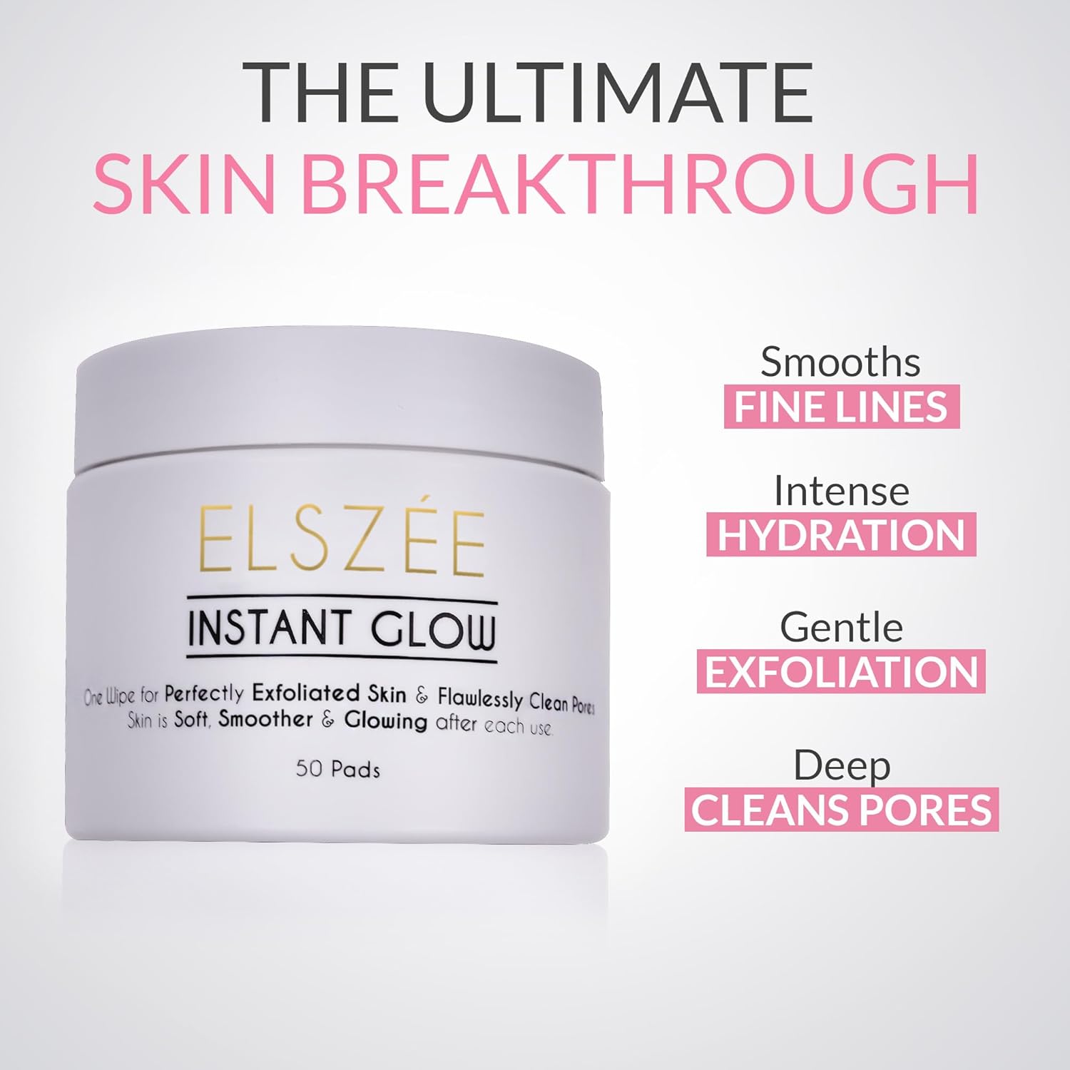 ELSZ¨¦ Instan Glo Exfoliatin Treatmen Pad Dail Exfolian 2-in- Dee Por Cleansin Radianc Boos Luxur London-Formulate Skincar 3 Pre-Soake Pads
