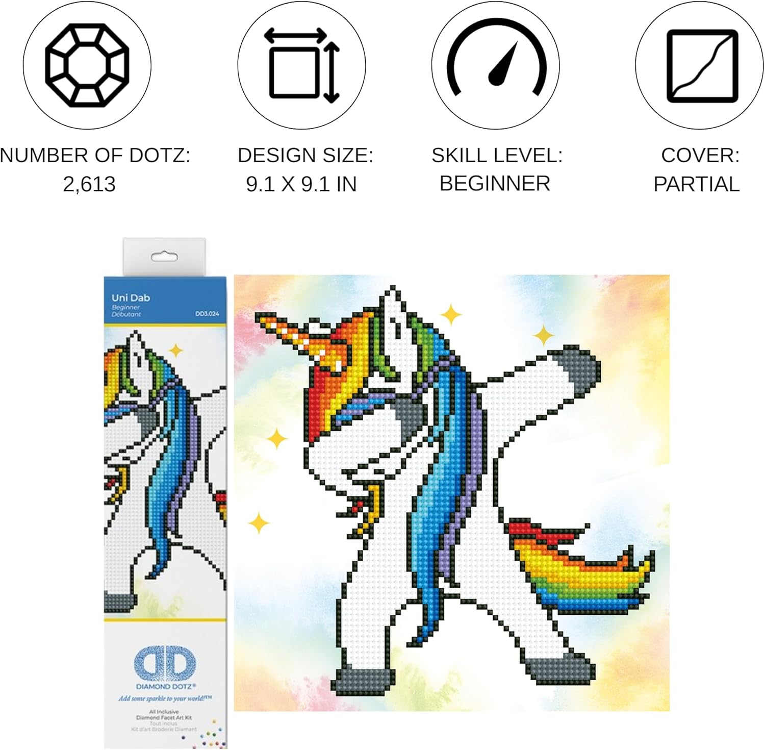 DIAMON DOT Un Da Unicor Diamon Paintin Kit fo Adult Diamon Ar Kit Relaxin Creativ Craf Ki wit Dot Gem 9.5inchx9.5inch