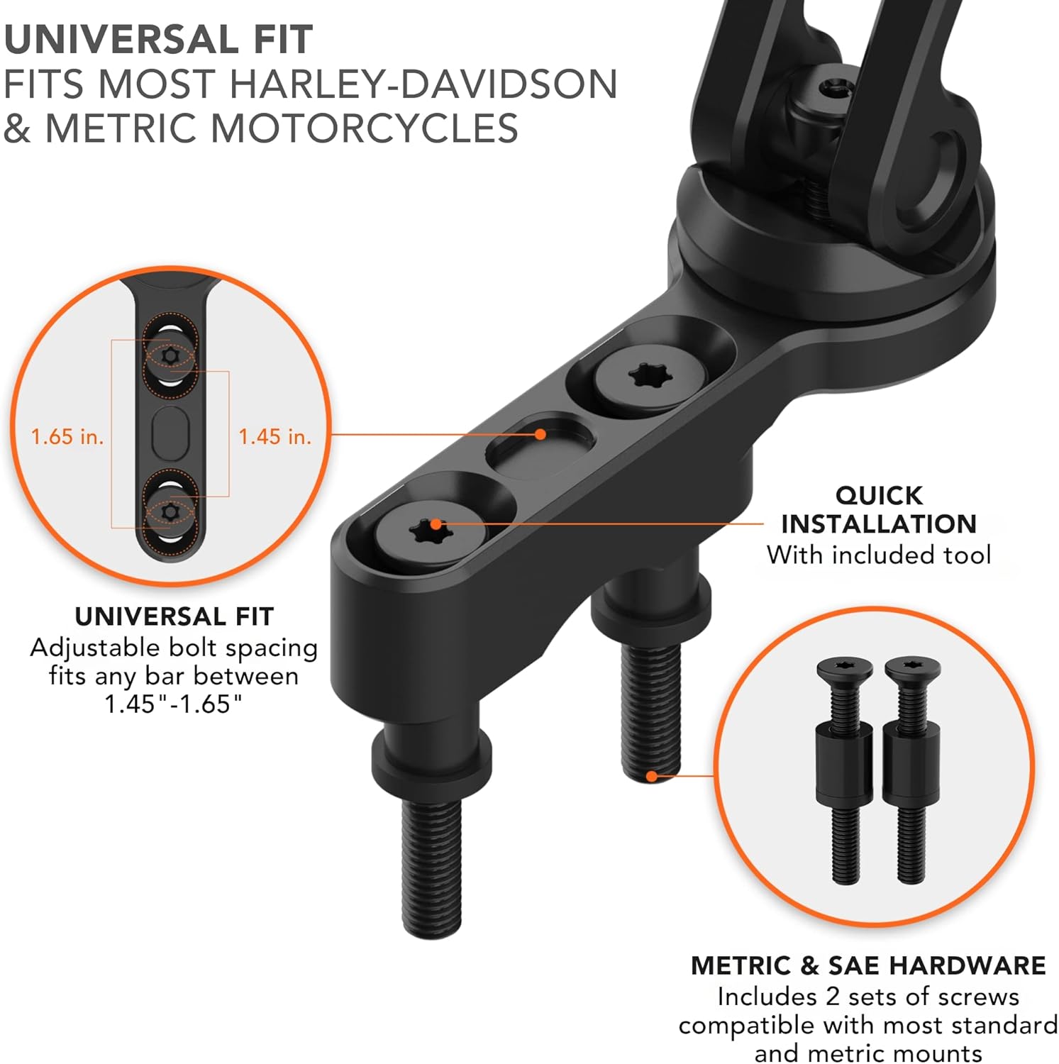 Rokform Motorcycle Phone Perch Mount, Fits Most Harley's, Metrics, and Indian Cruisers, Secures Phone Via RokLock and Built-in Magnet (Polished Aluminum)