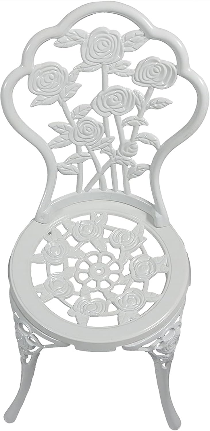 Sunnydaz 3-Piec Flowe Designe Bistr Tabl Se wit Chairs Outdoo Cas Aluminum White