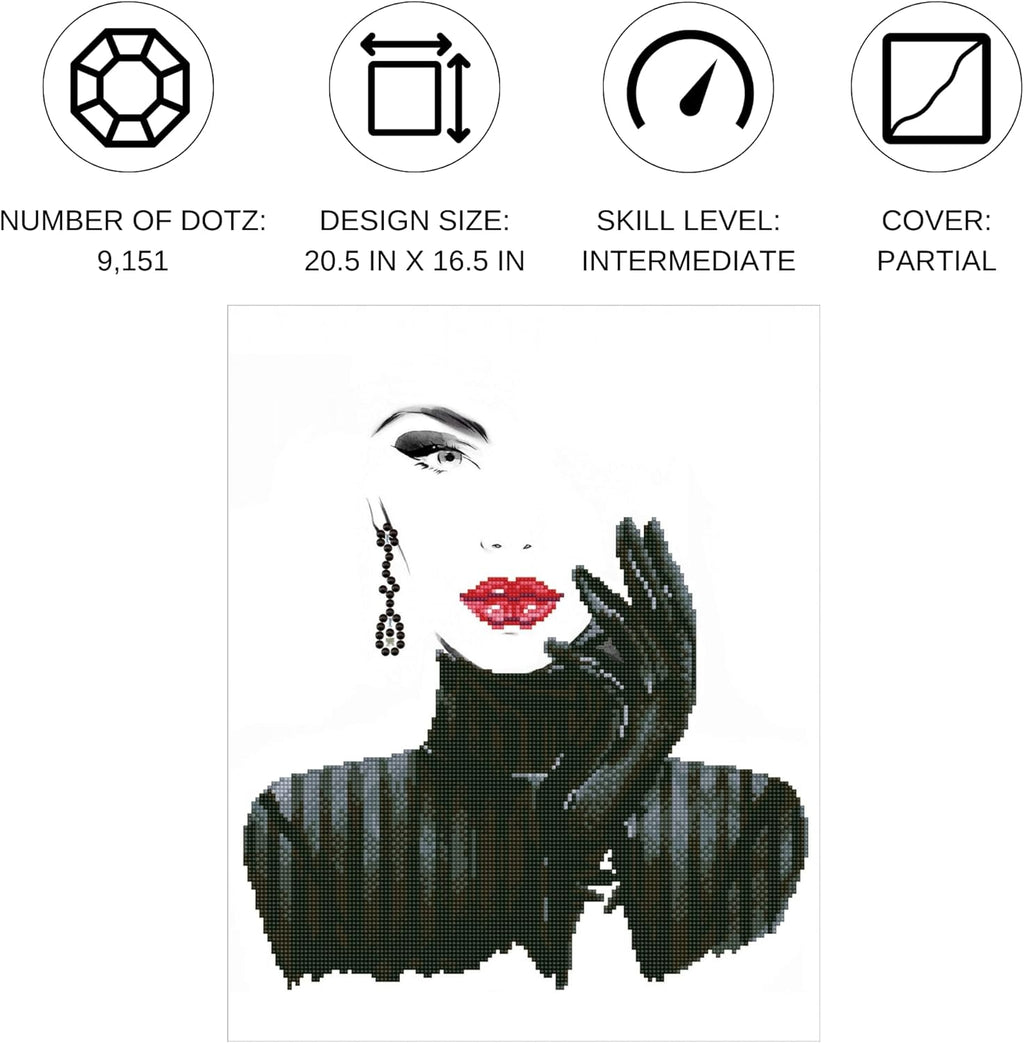 DIAMON DOT Lad i Blac Diamon Paintin Kit fo Adult Diamon Ar Kit Relaxin Creativ Craf Ki wit Dot Gem 20.5x16.5