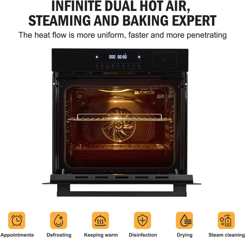 2 i Electri Singl Wal Oven 300 w 240V 2.5Cu.f Built-i Electri Convectio Oven Bakin Modes wit Timer Safet Lock 3 Surroun Heating Ai Fryin Function