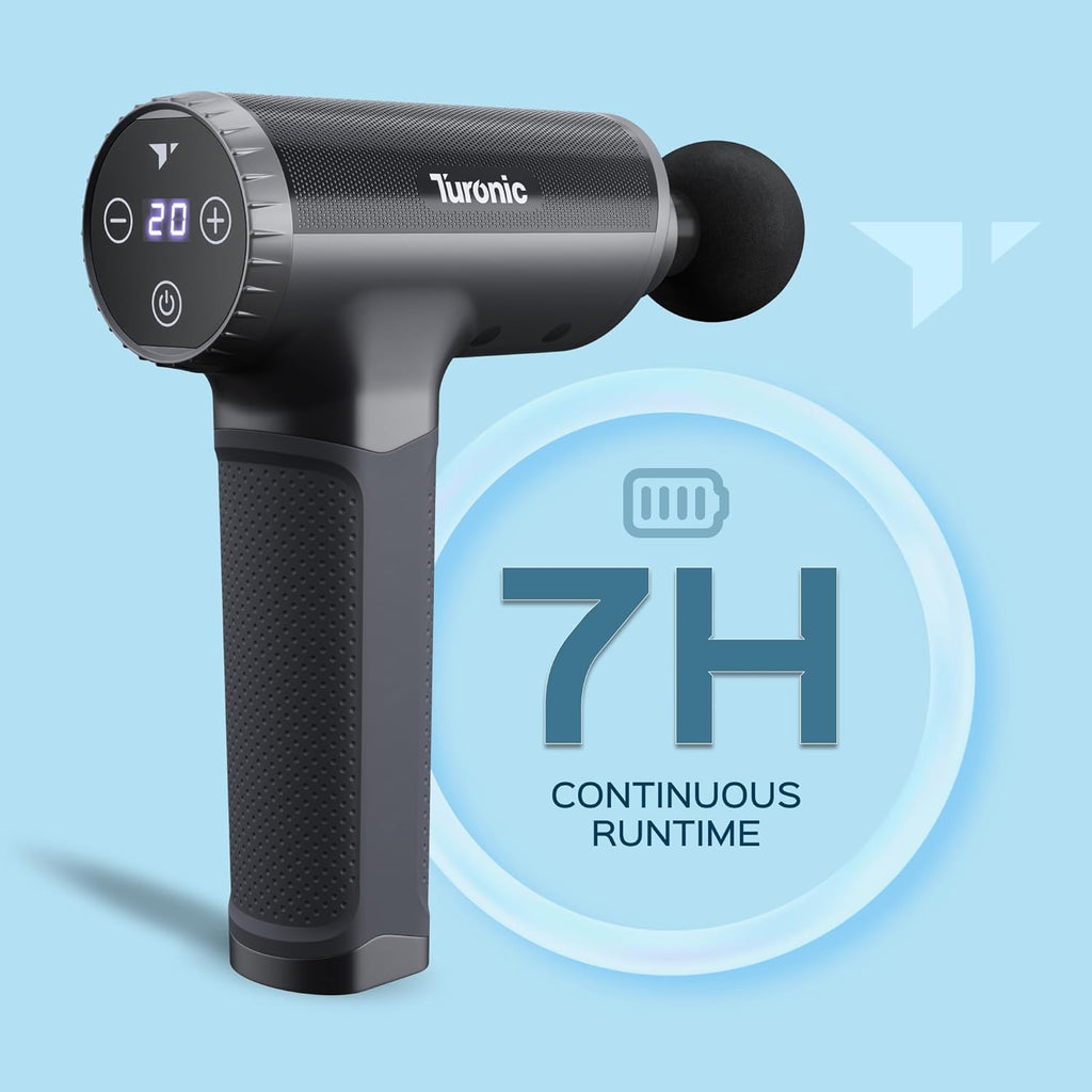 Turoni Professiona Handhel Massag Gu Dee Tissu Percussio Massager 2 Speeds Heads Quiet Powerful Portable Cordless Grea fo Athletes Persona Use Shoulder Foot Bac Body GM5